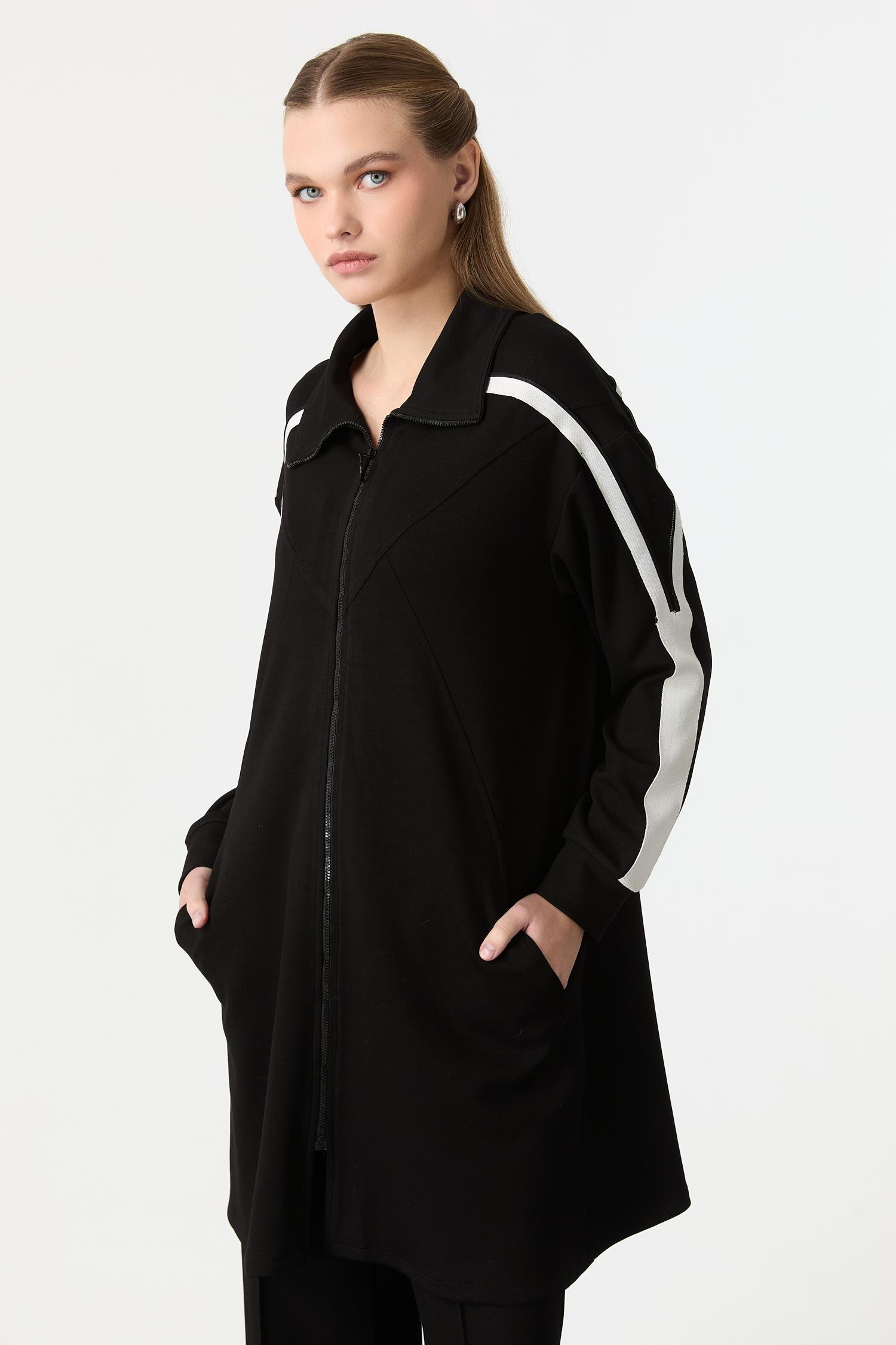 Ribana Detaylı Modal Tunik-SİYAH