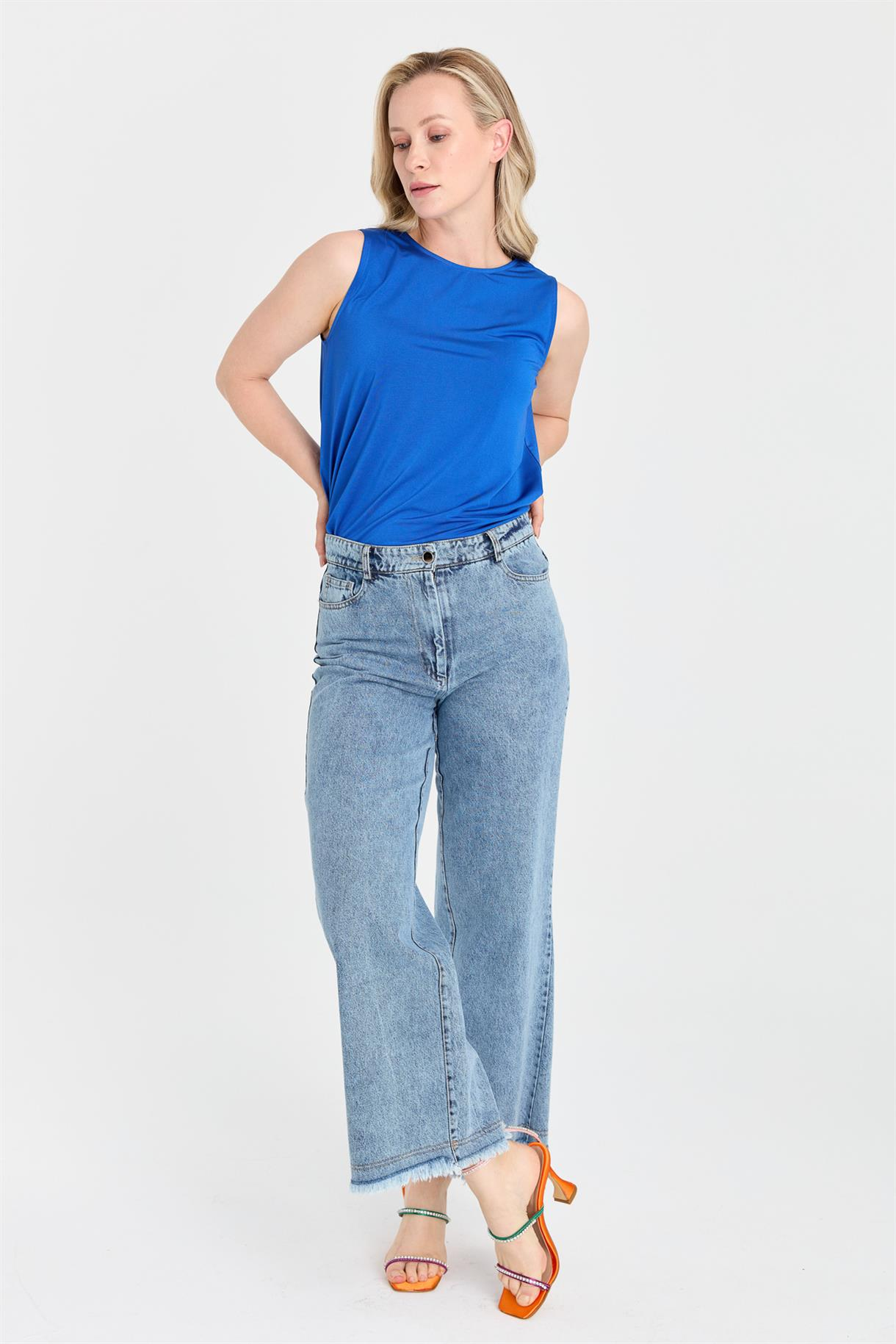 S2-701 KOT BAYAN PANTOLON - MAVİ
