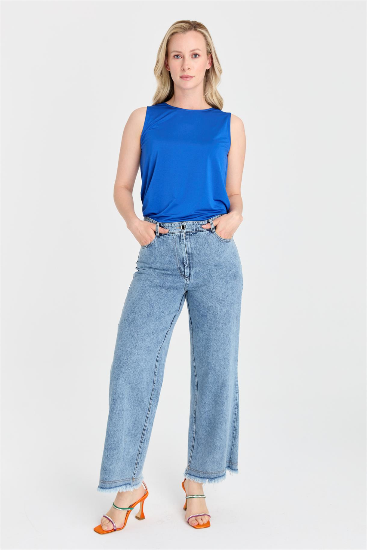S2-701 KOT BAYAN PANTOLON - MAVİ