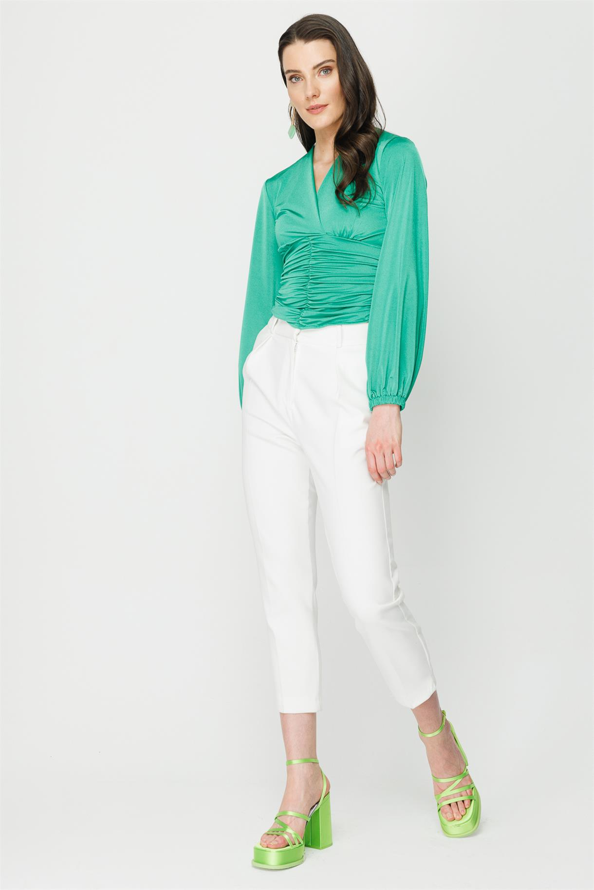 S8-402 SANDY BAYAN BLUZ - YEŞİL