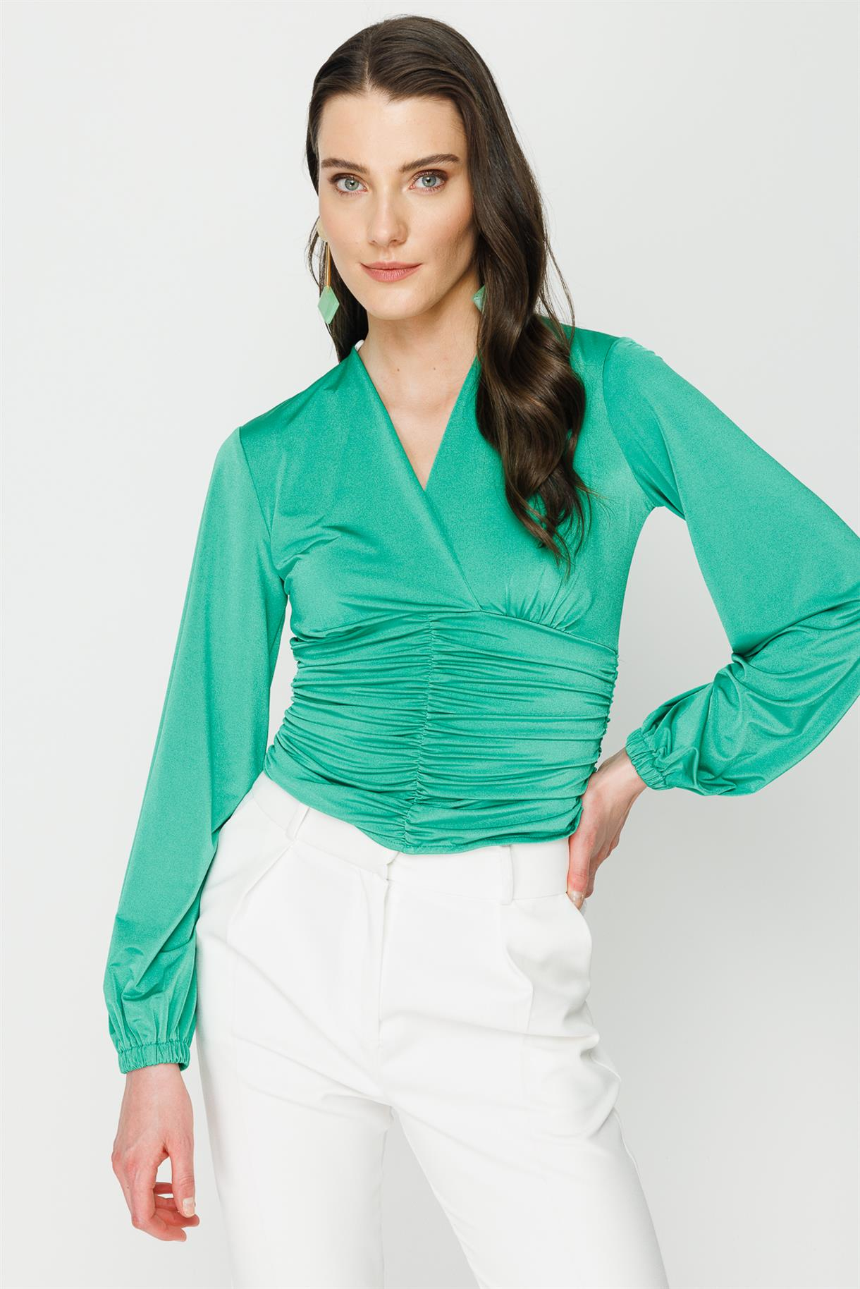 S8-402 SANDY BAYAN BLUZ - YEŞİL