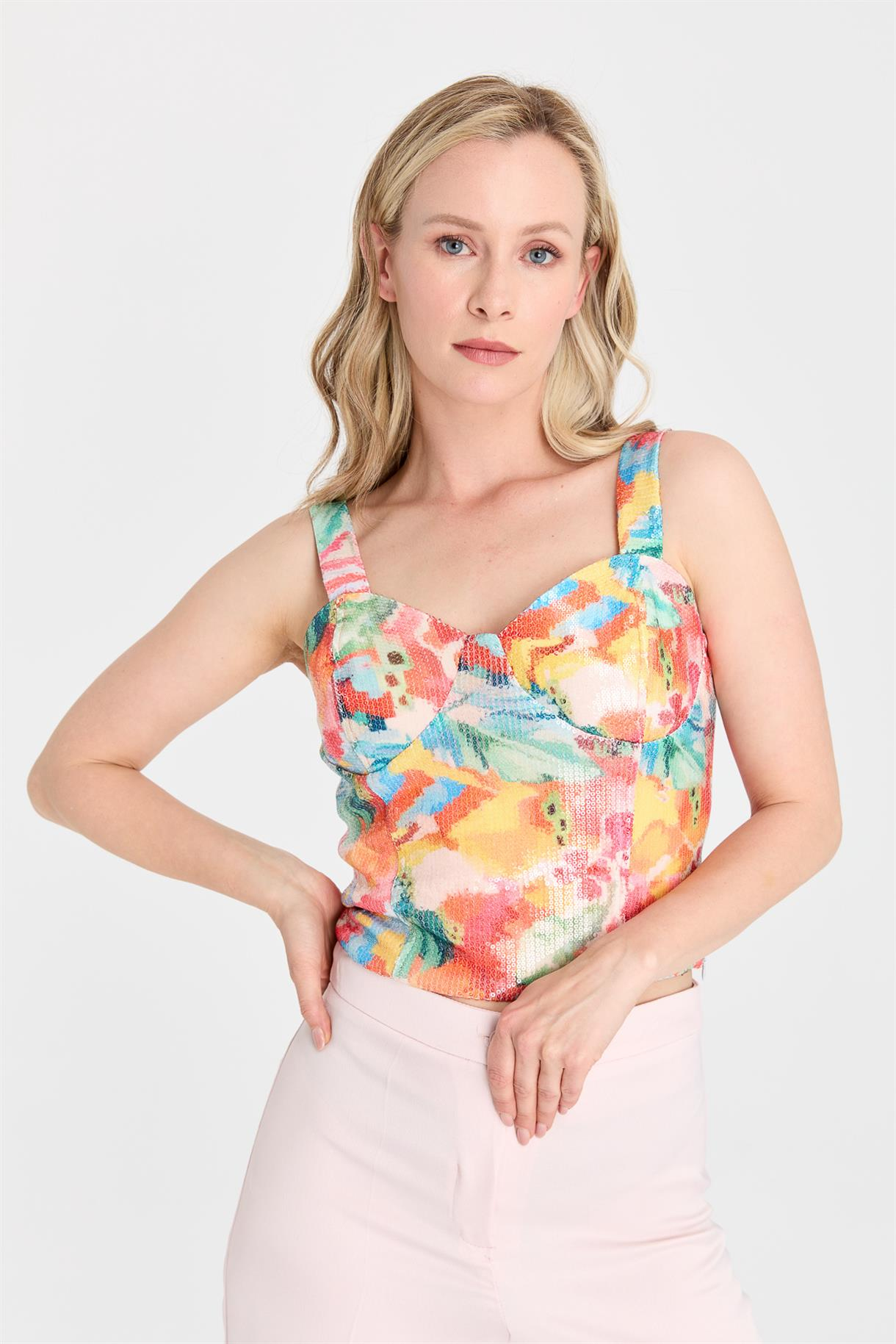 S8-547 BASK.PUL PAYET BAYAN BLUZ - ORANJE