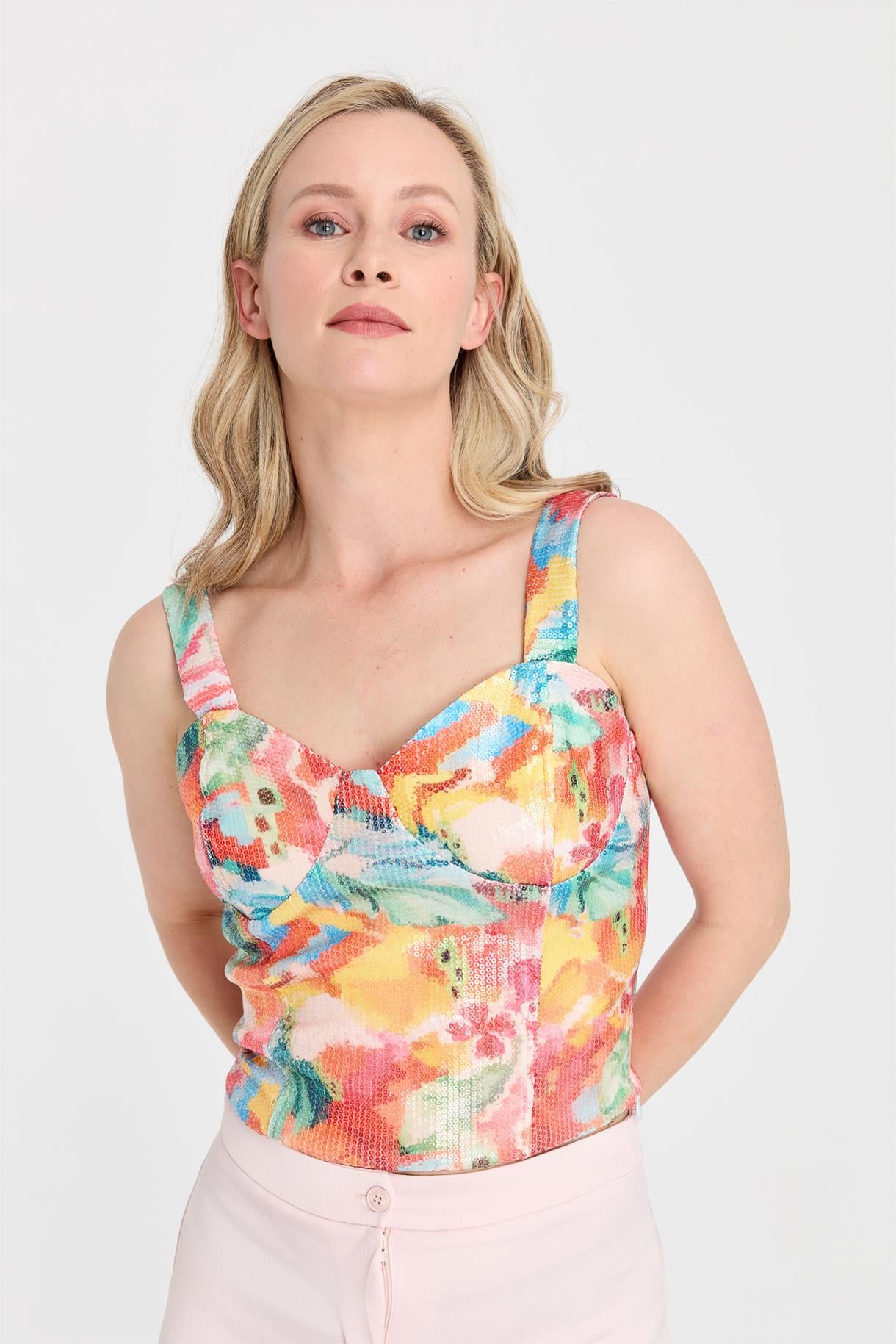 S8-547 BASK.PUL PAYET BAYAN BLUZ - ORANJE