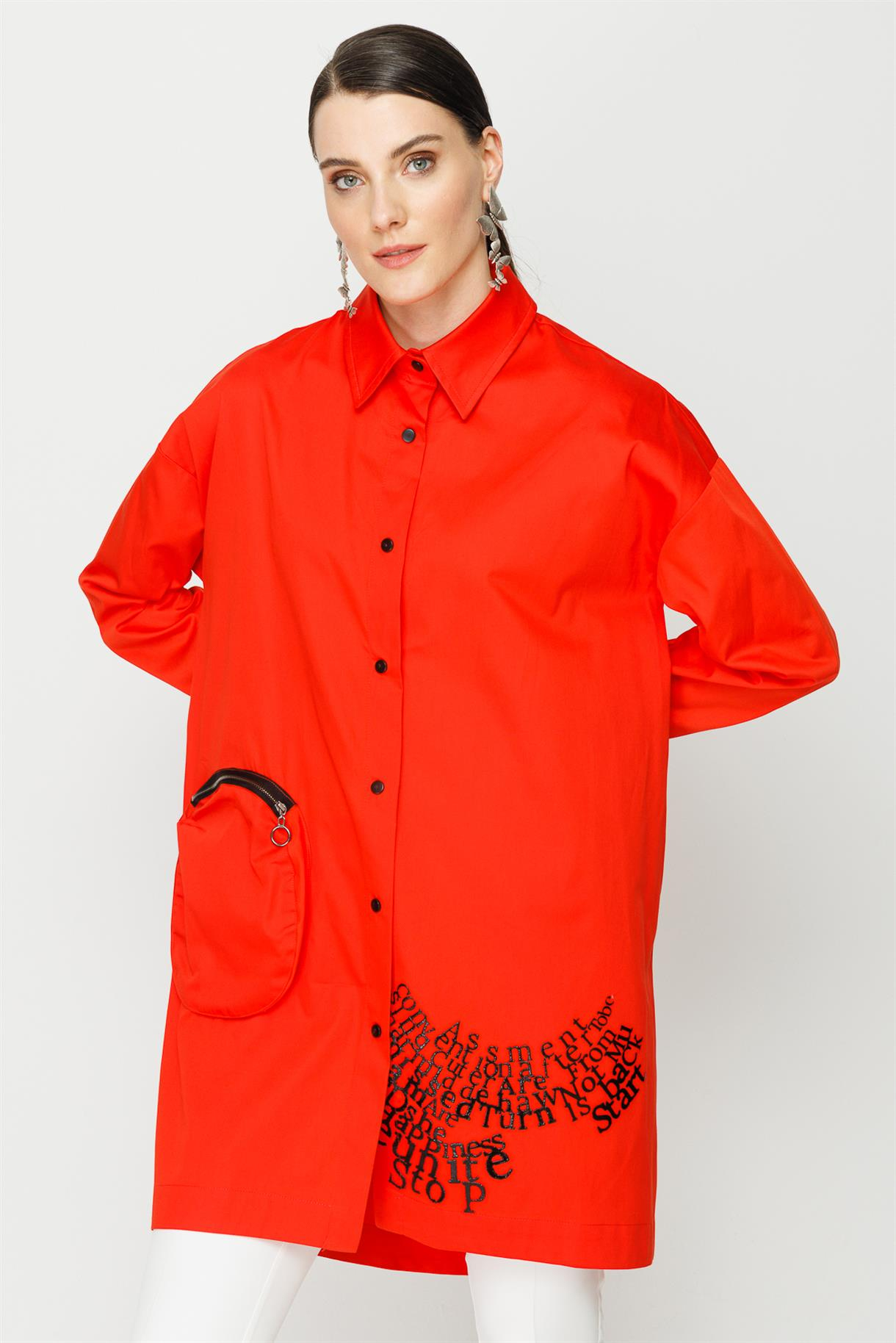 S8-586 COTON BAYAN TUNİK - MERCAN