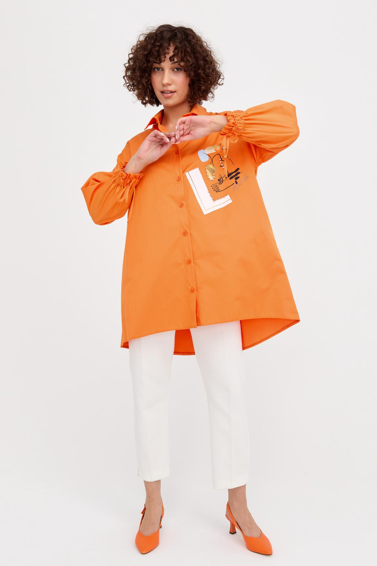 S8-641 COTON BAYAN GÖMLEK - ORANJE