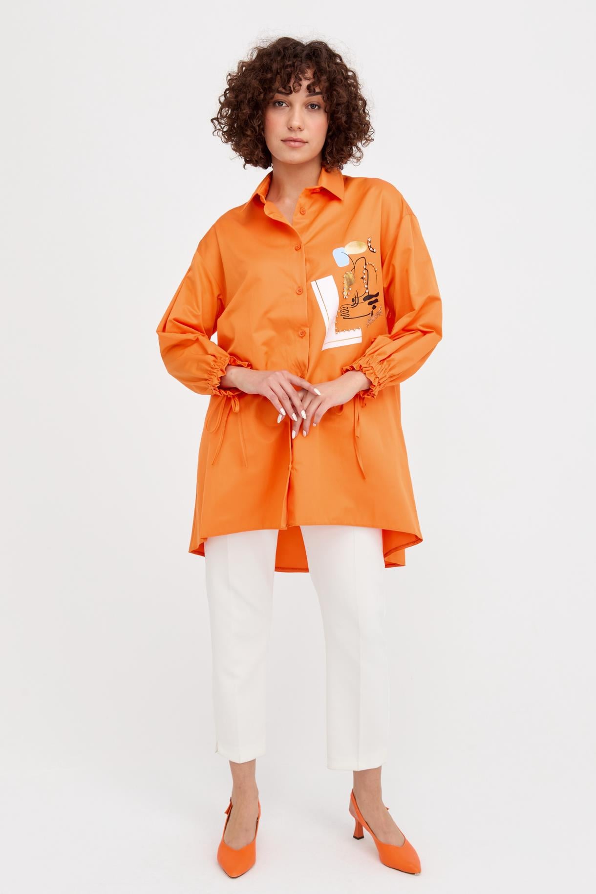 S8-641 COTON BAYAN GÖMLEK - ORANJE