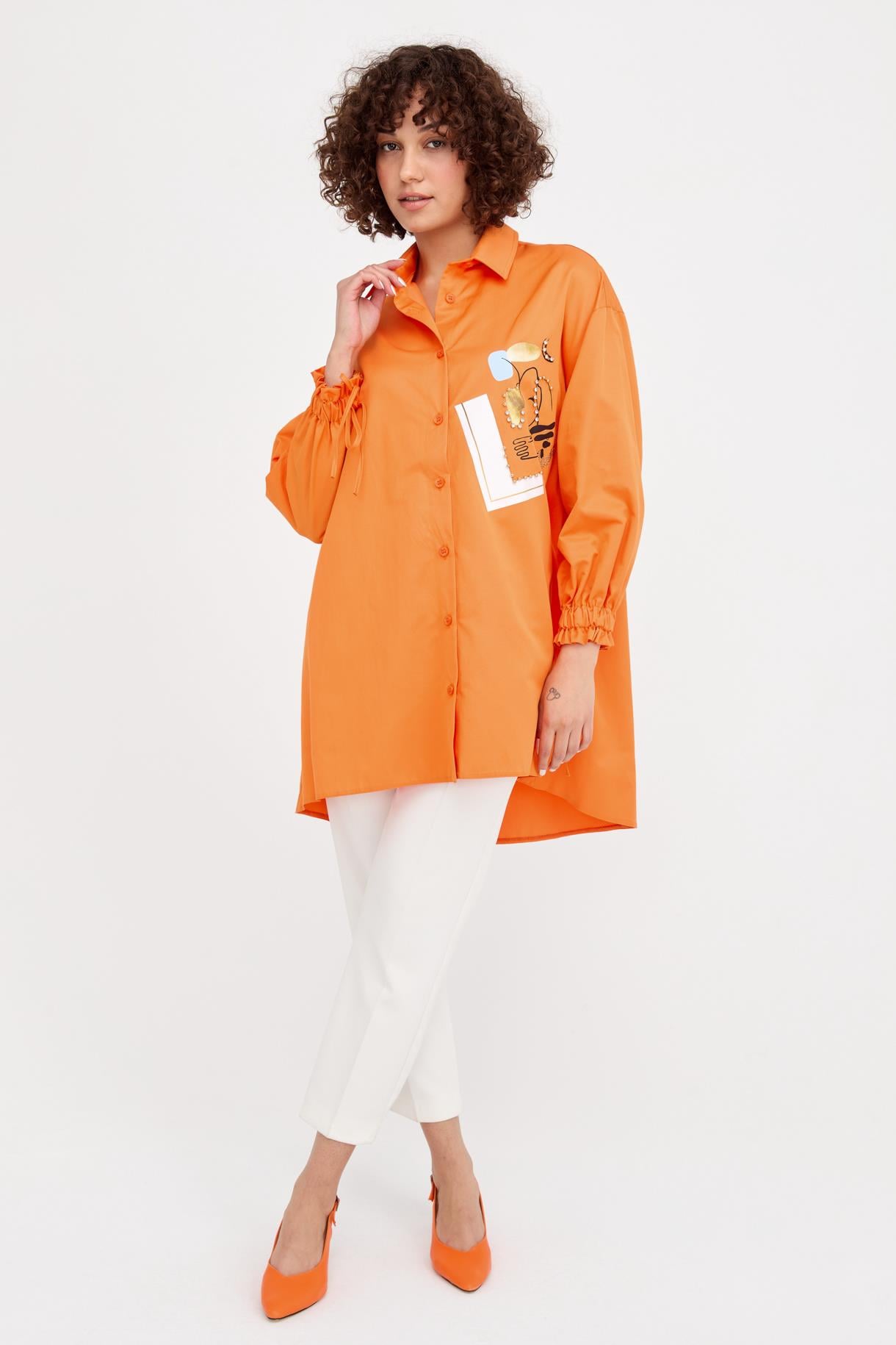 S8-641 COTON BAYAN GÖMLEK - ORANJE