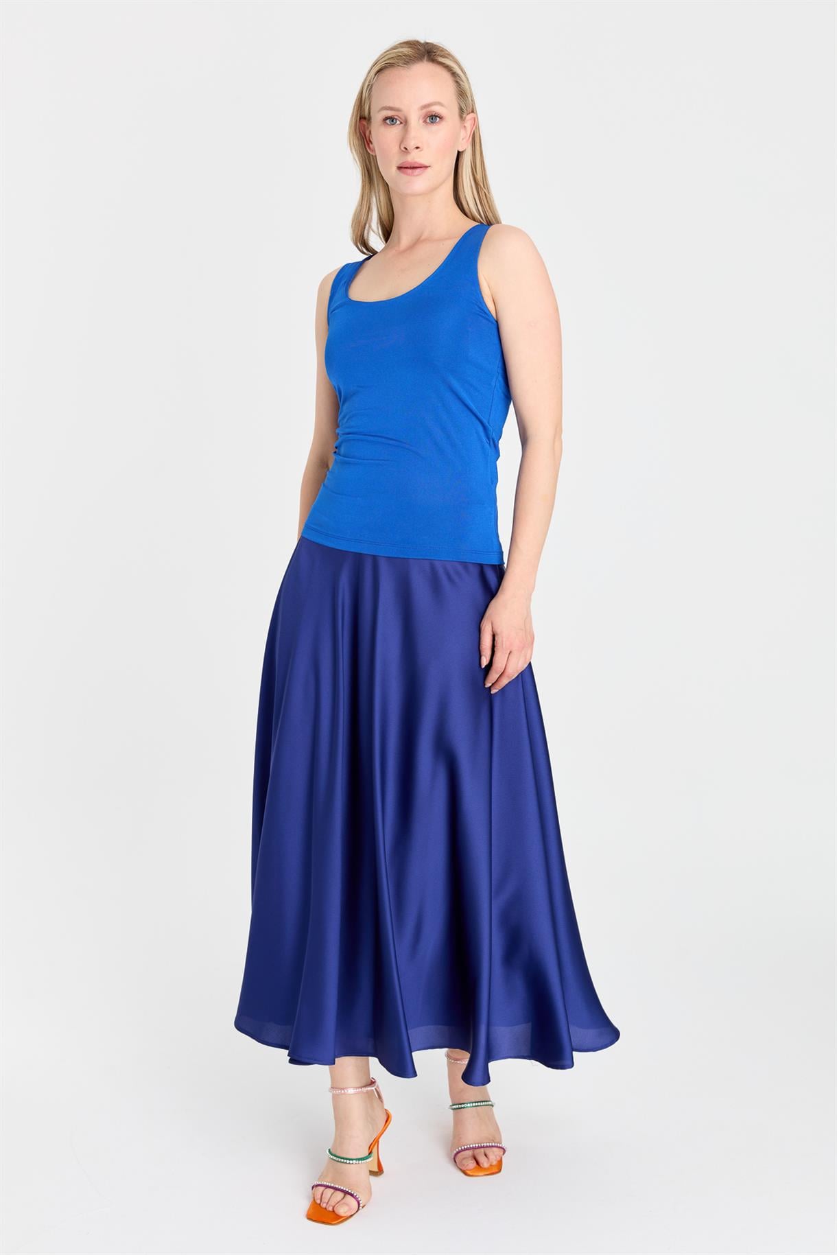 S8-648 KRİSTAL ÖRME BAYAN BLUZ - SAX
