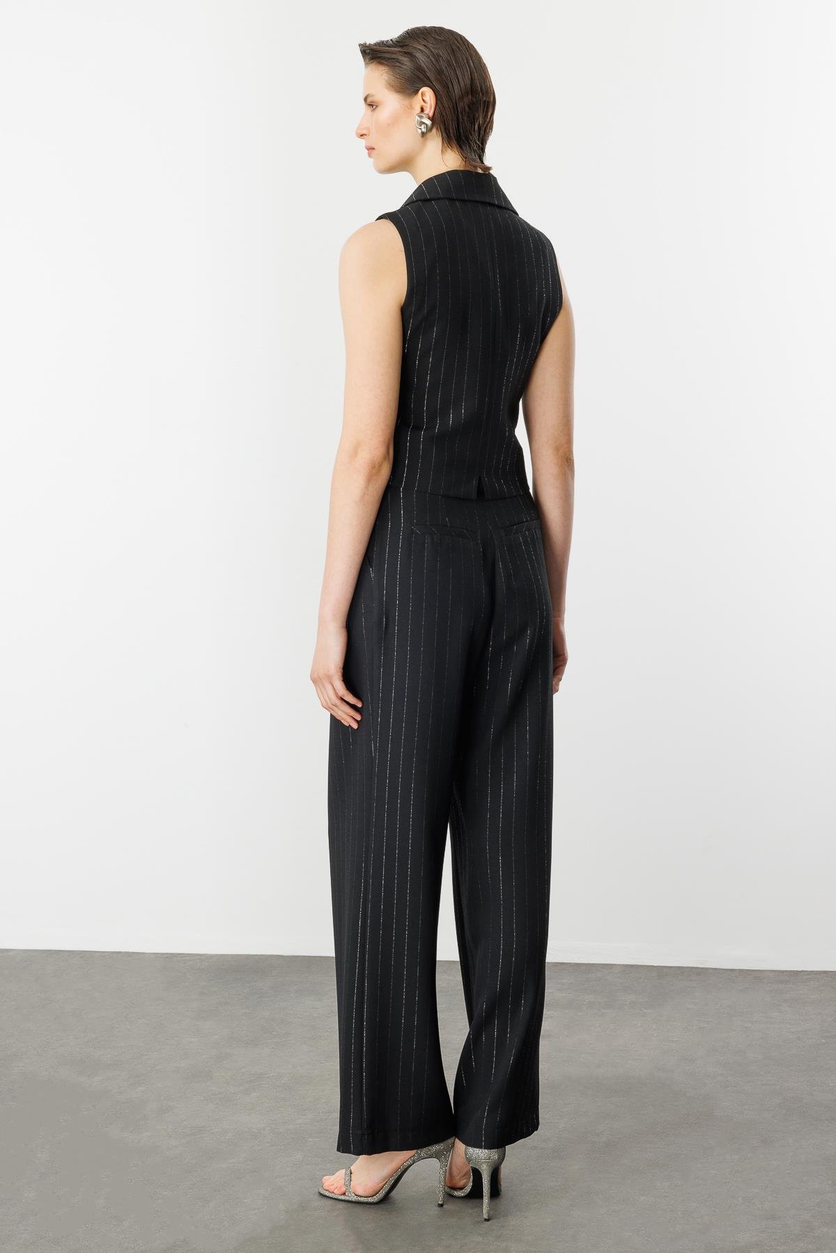 Sim Çizgili Yelek-SİYAH