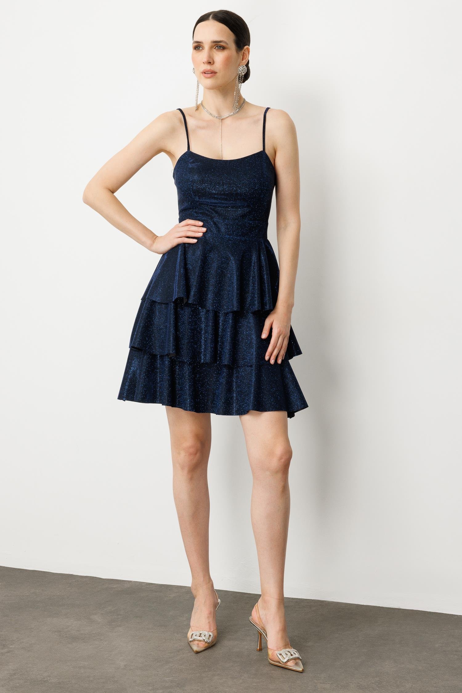 Sim Detay Kısa Abiye Elbise-LACI