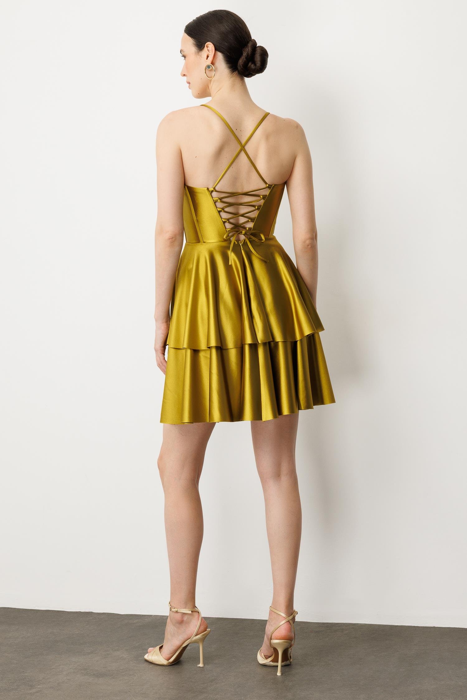 Sırt Detay Kısa Abiye Elbise-Y.YEŞİLİ