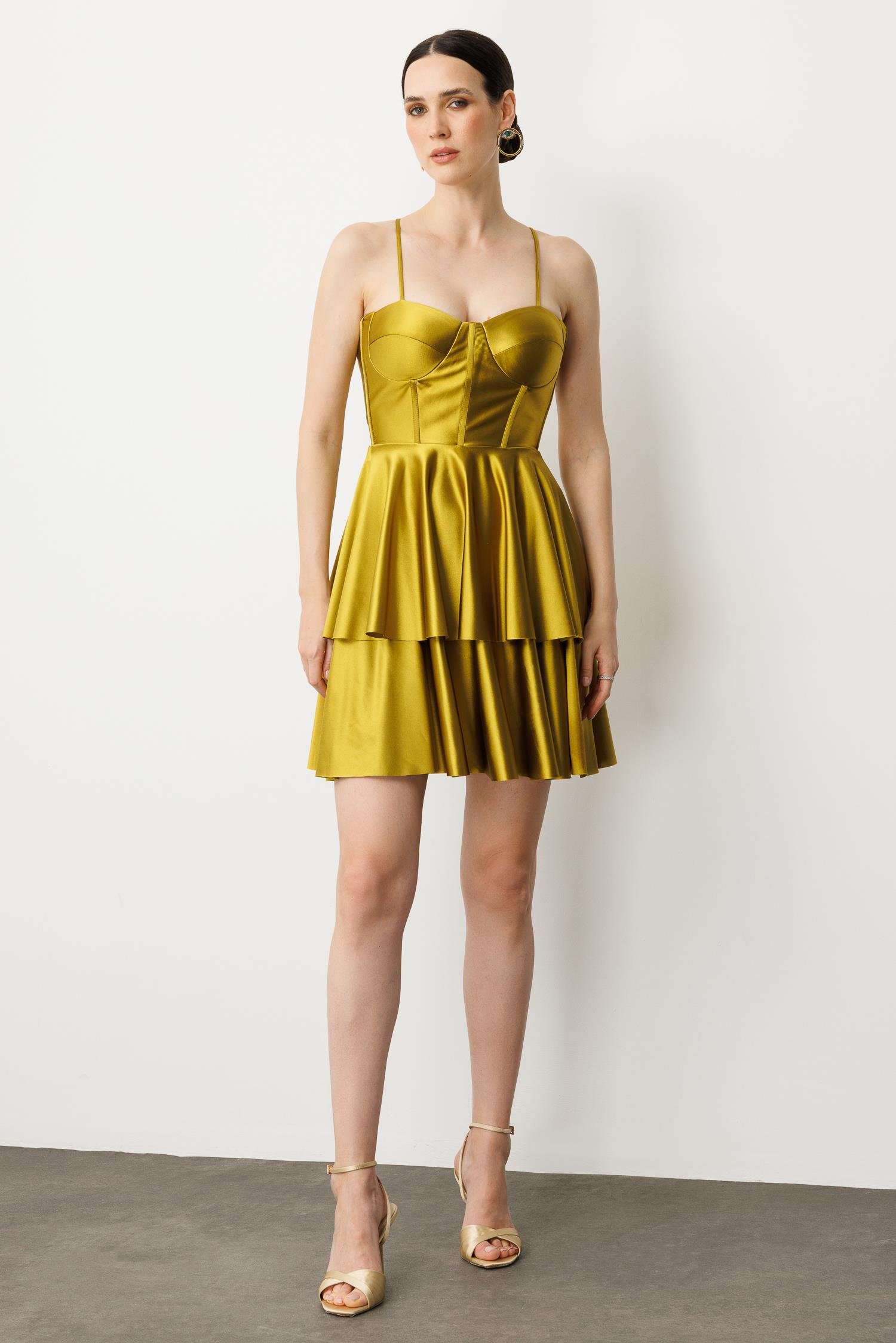 Sırt Detay Kısa Abiye Elbise-Y.YEŞİLİ