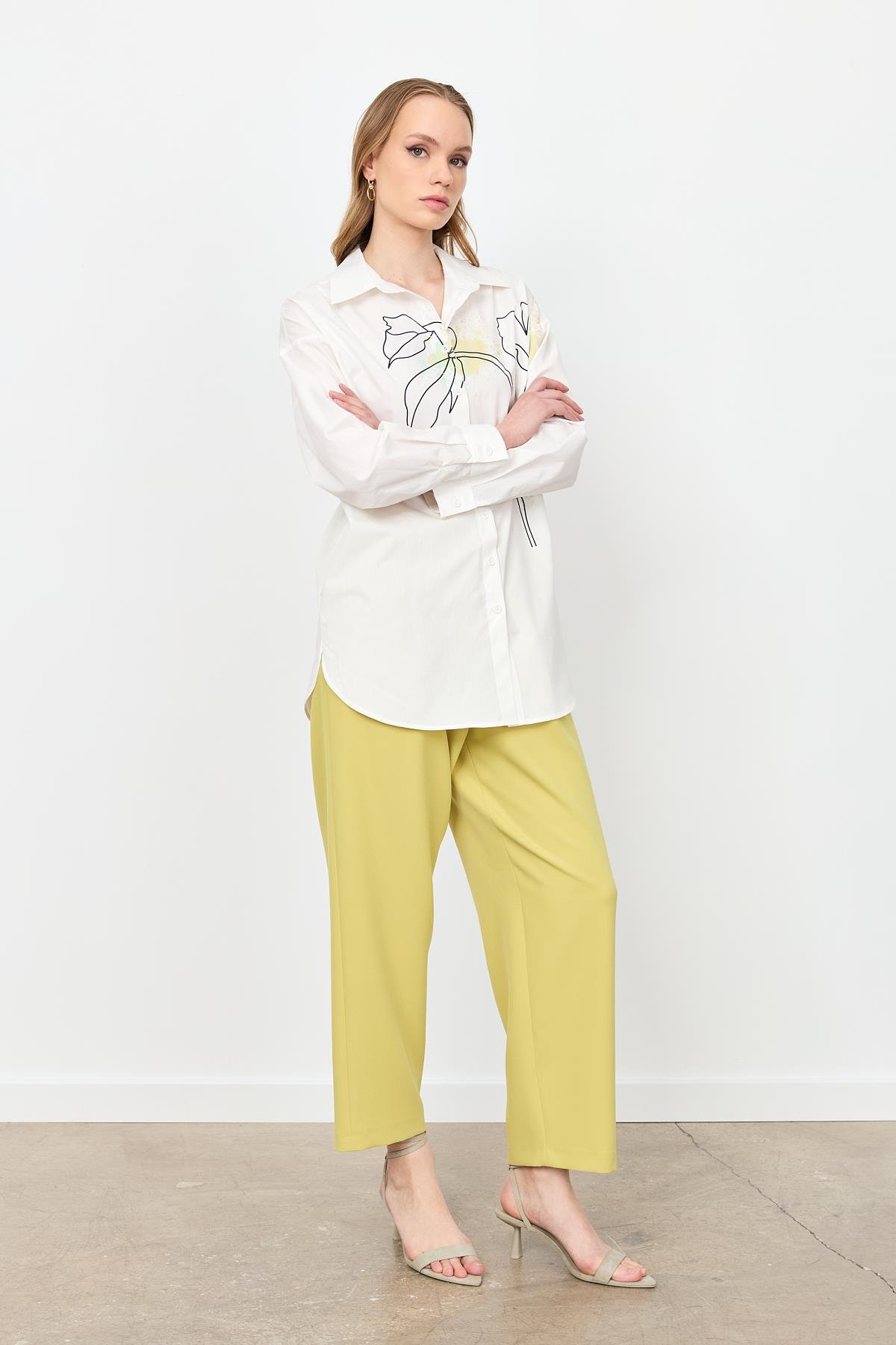 Soyut Desen Pamuklu Gömlek-KEMIK