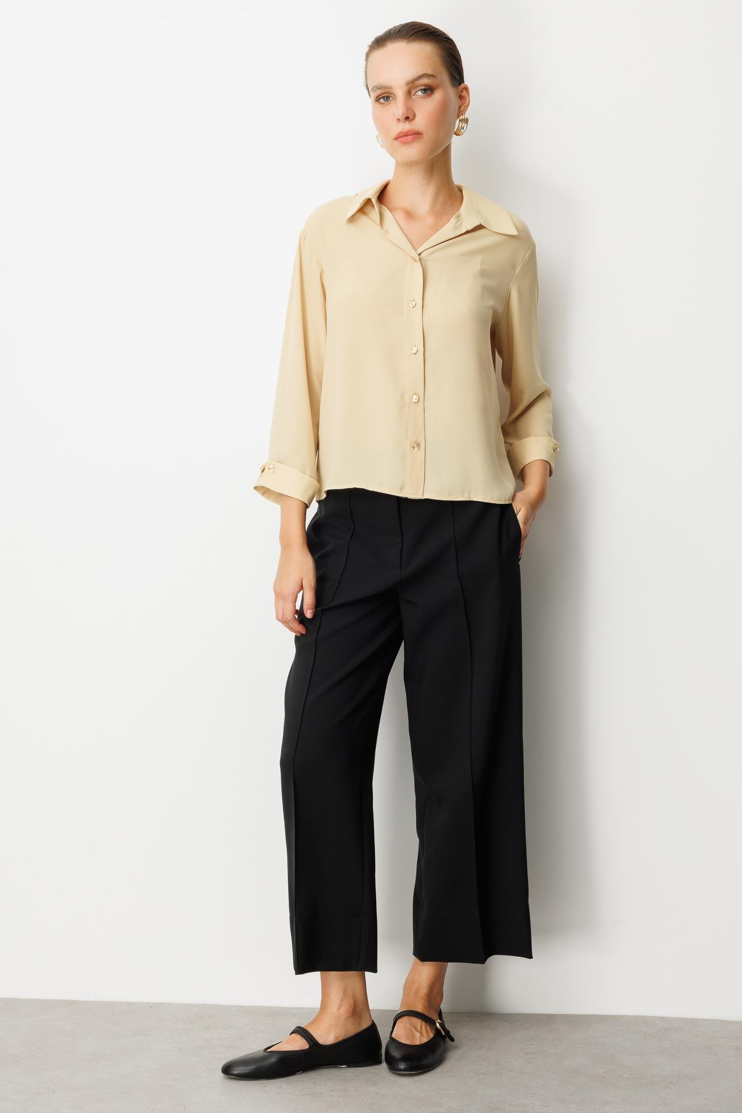 Truvakar Kol Taş Düğmeli Gömlek-SARI