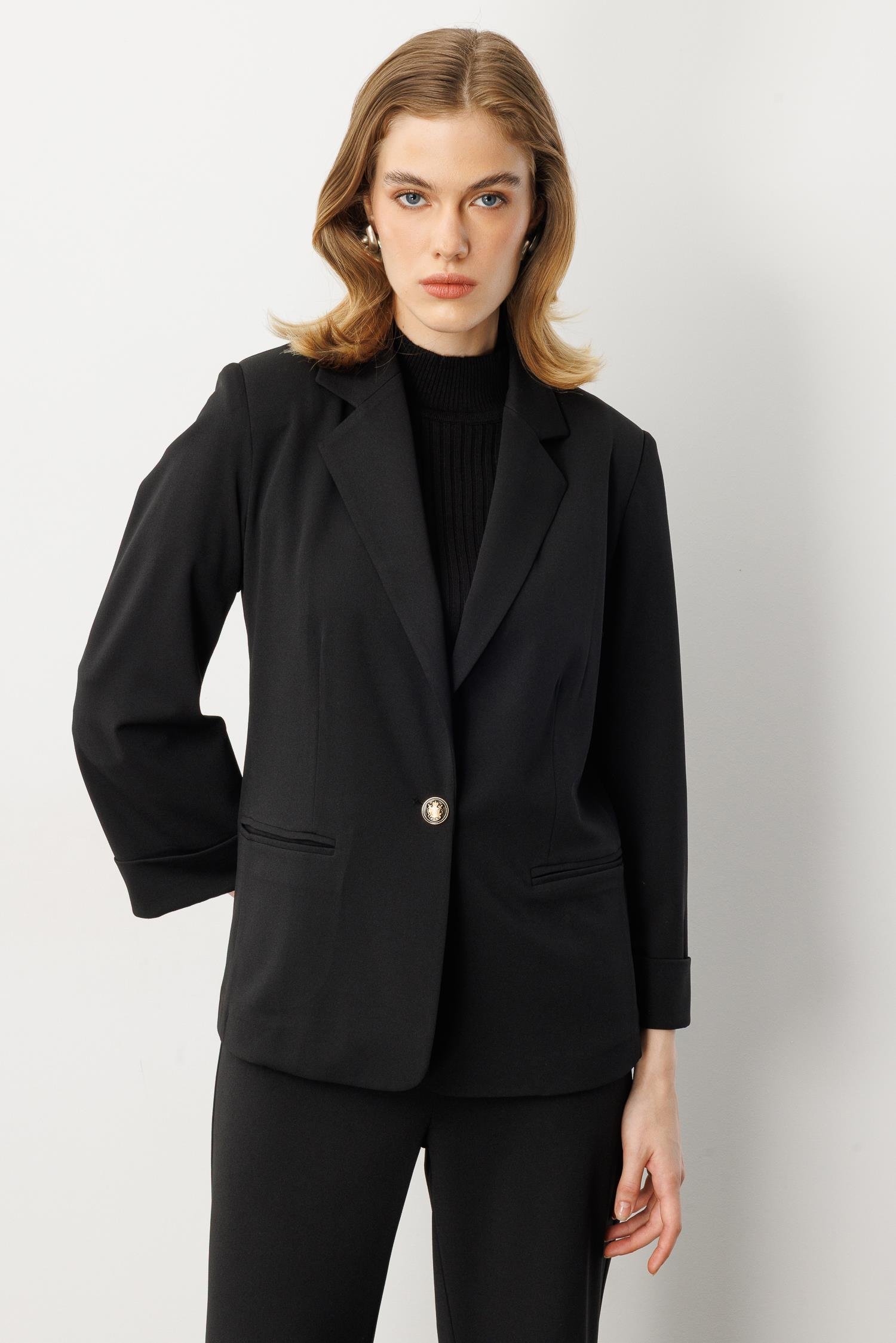 Truvakar Kol Tek Düğme Ceket-SİYAH