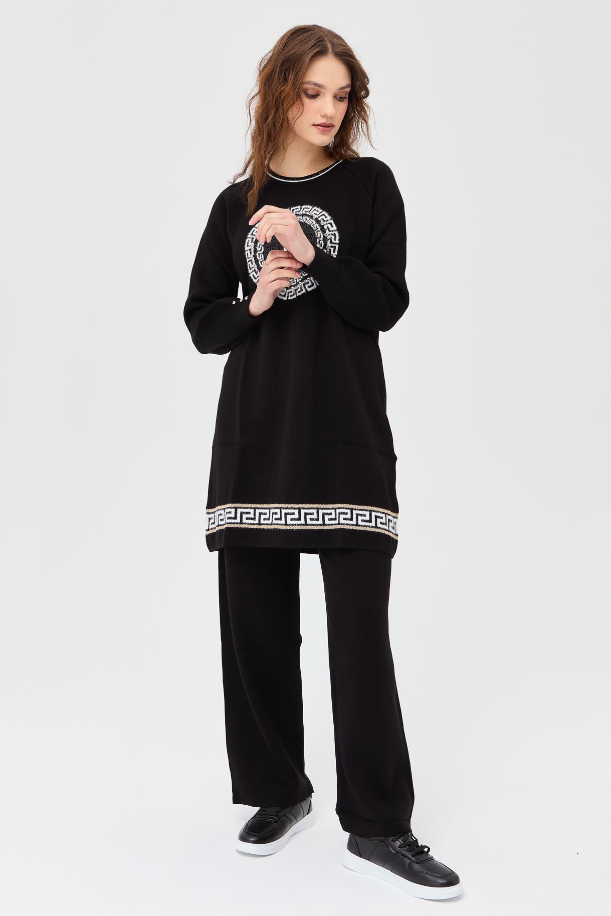 Tunik Pantolon İkili Triko Takım - SİYAH