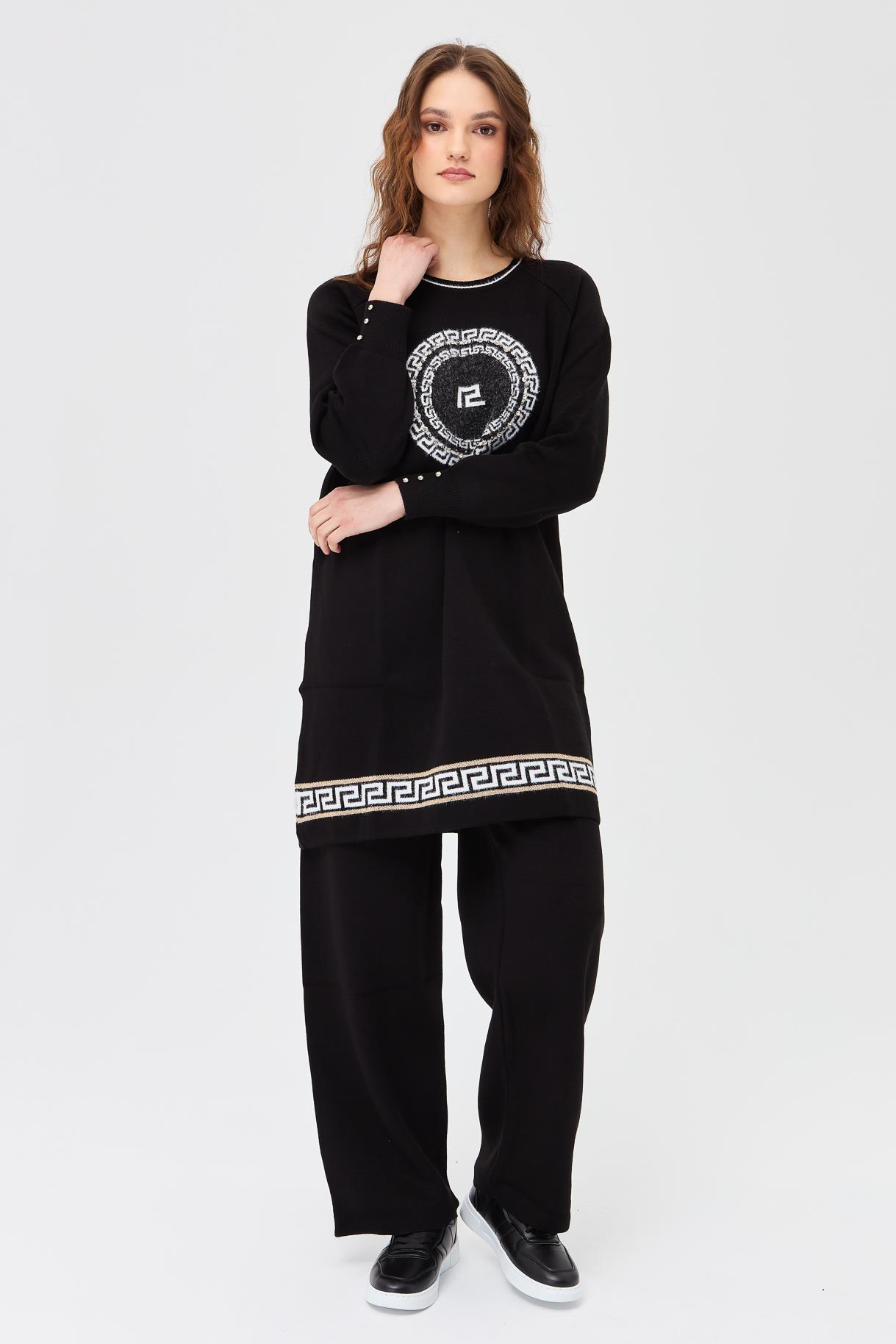 Tunik Pantolon İkili Triko Takım - SİYAH