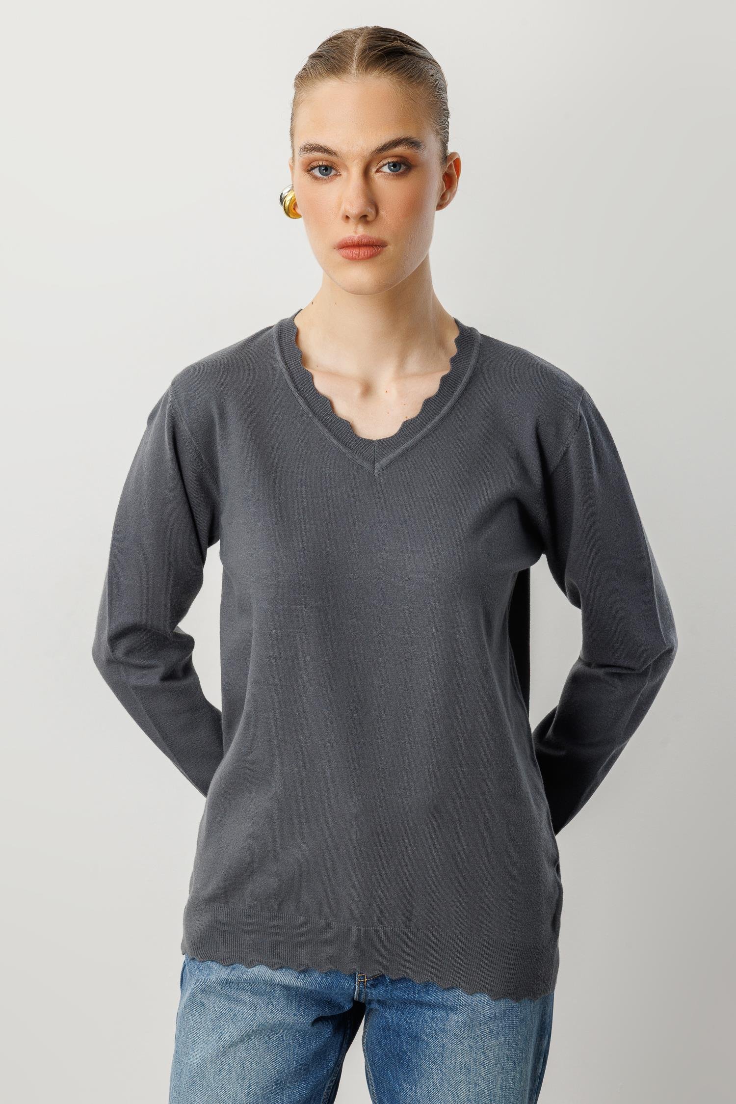 V yaka Angora Triko Kazak-FUME