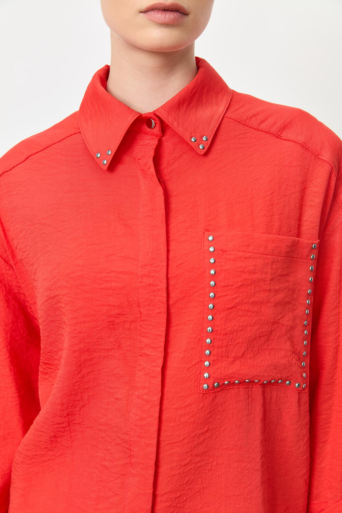 Yaka ve Cep Detaylı Gömlek-ORANJE