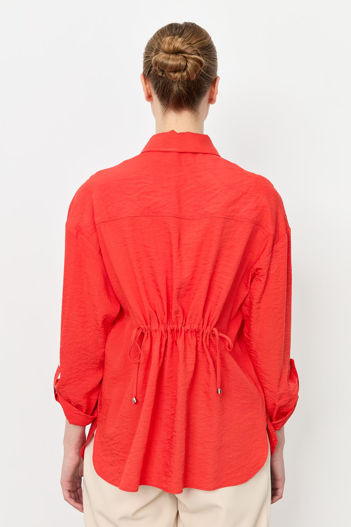 Yaka ve Cep Detaylı Gömlek-ORANJE