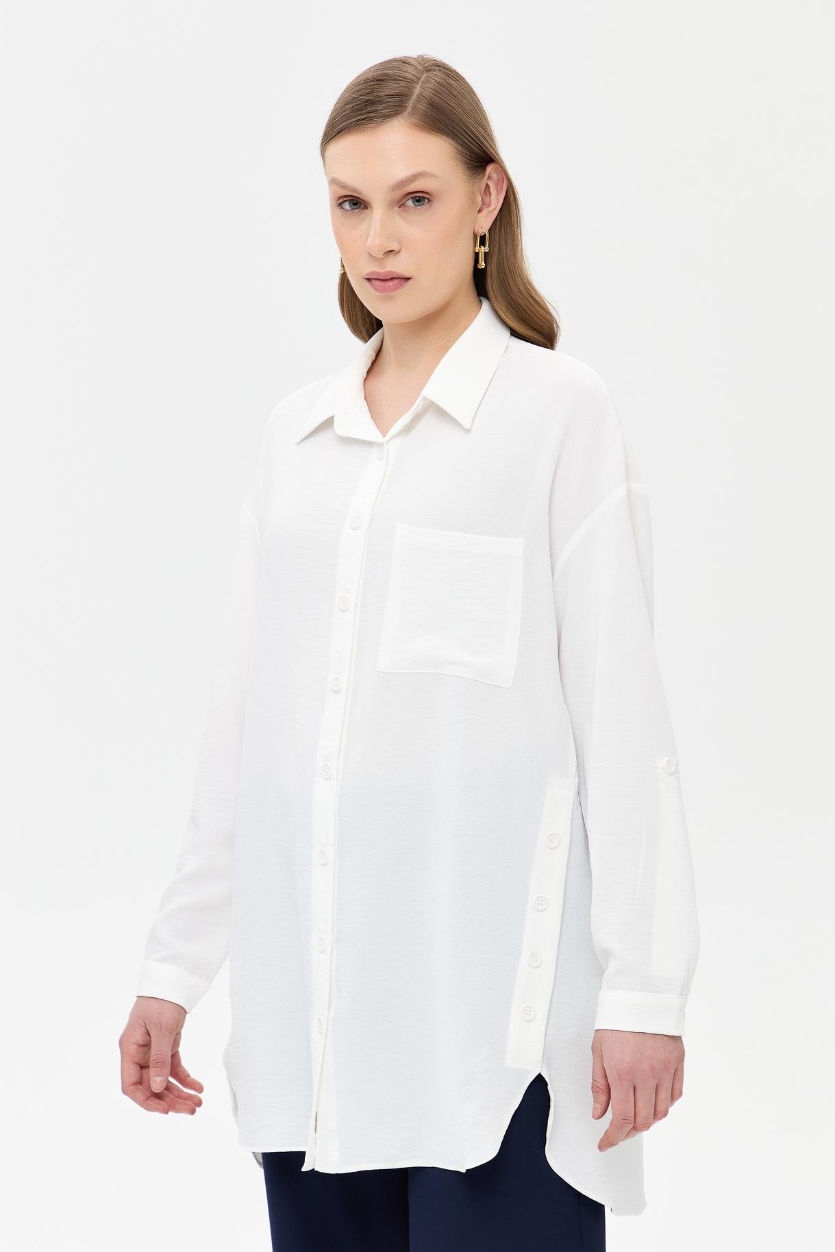 Yanları Düğme Detaylı Gömlek - KEMIK