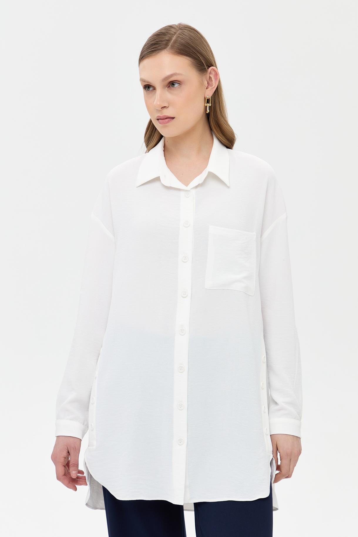 Yanları Düğme Detaylı Gömlek - KEMIK