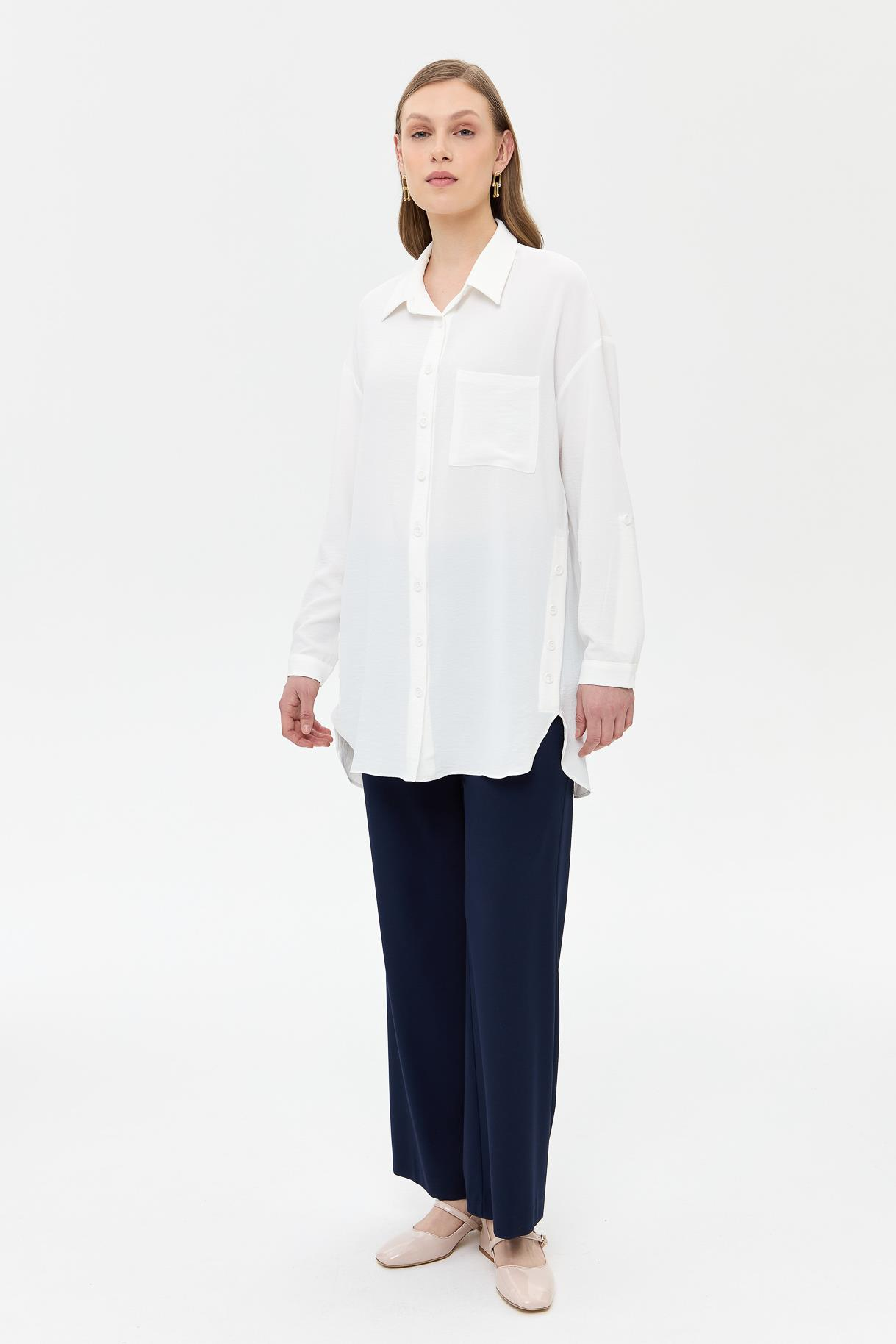 Yanları Düğme Detaylı Gömlek - KEMIK