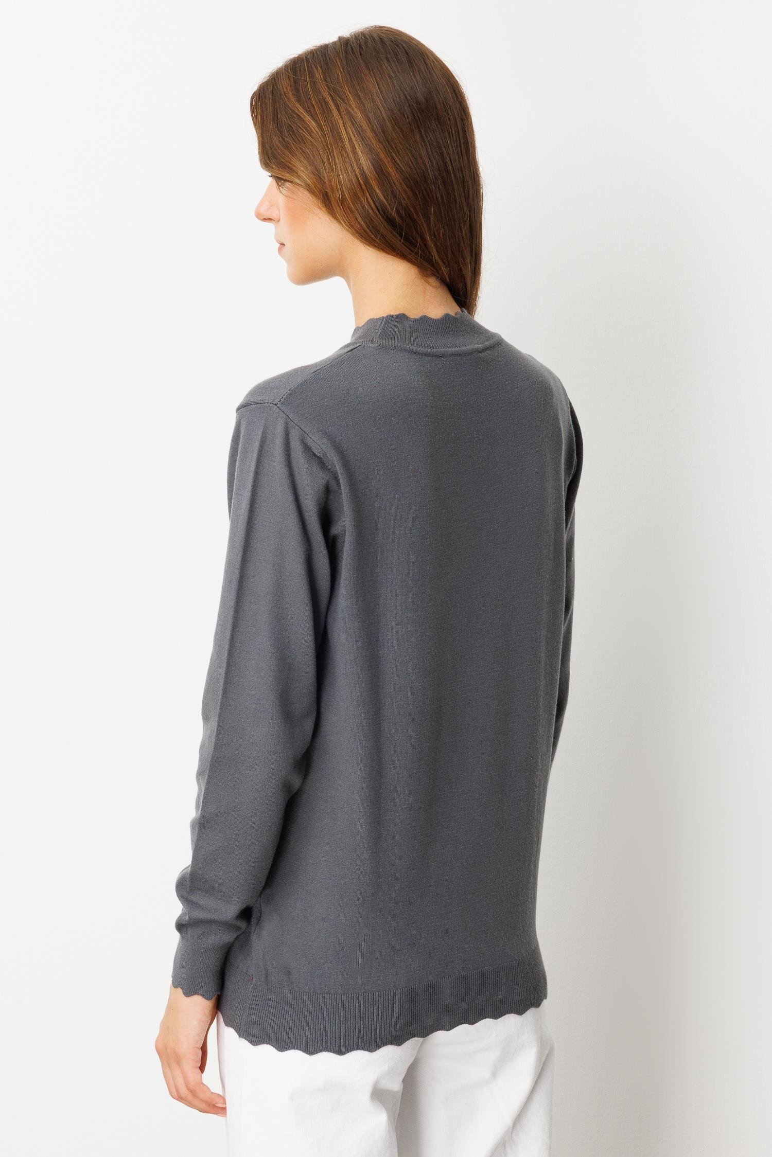 Yarım Balıkçı Angora Triko Kazak-FUME