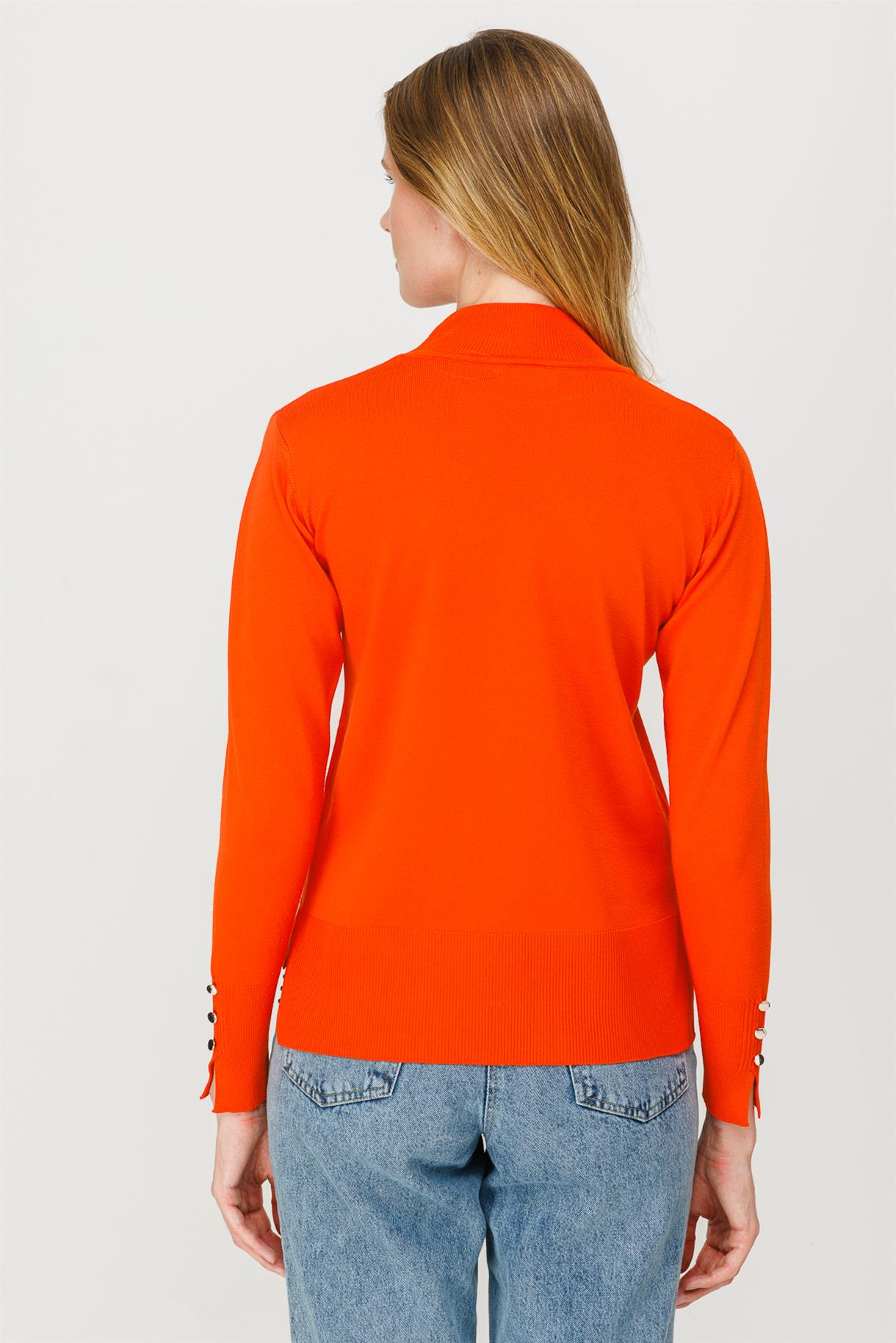 Yarım Balıkçı Basic Triko Kazak - ORANJE