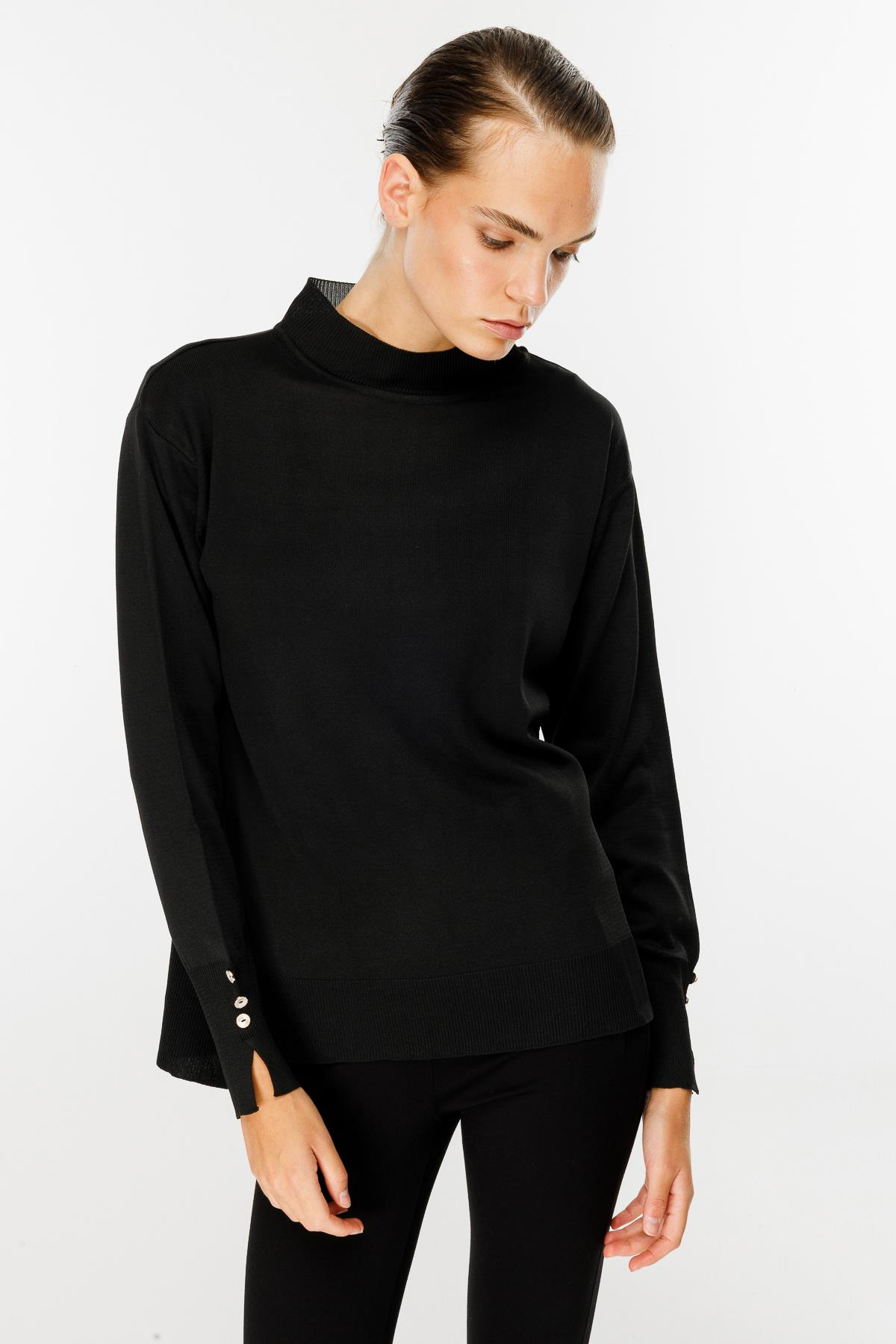 Yarım Balıkçı Basic Triko Kazak - SİYAH