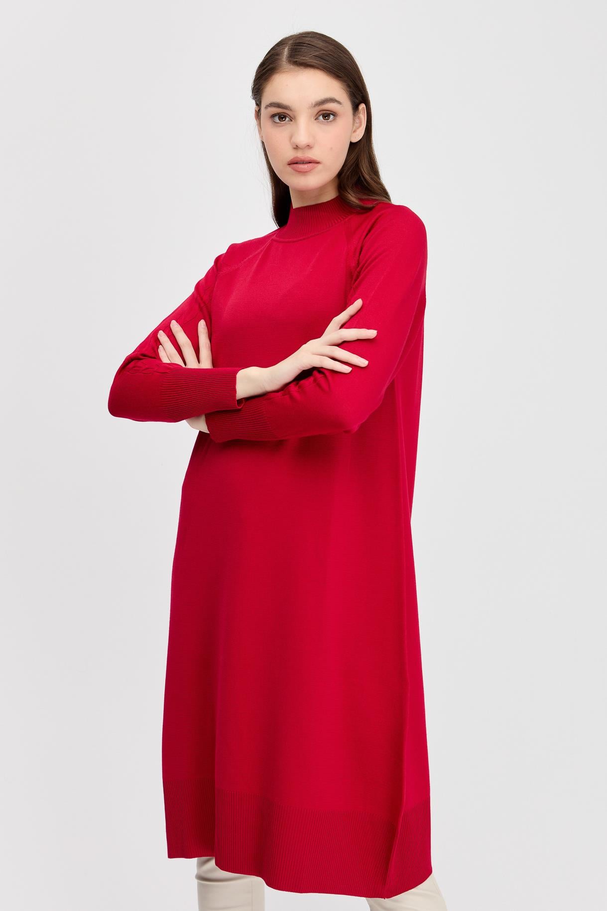 Yarım Balıkçı Basic Triko Tunik - BORDO