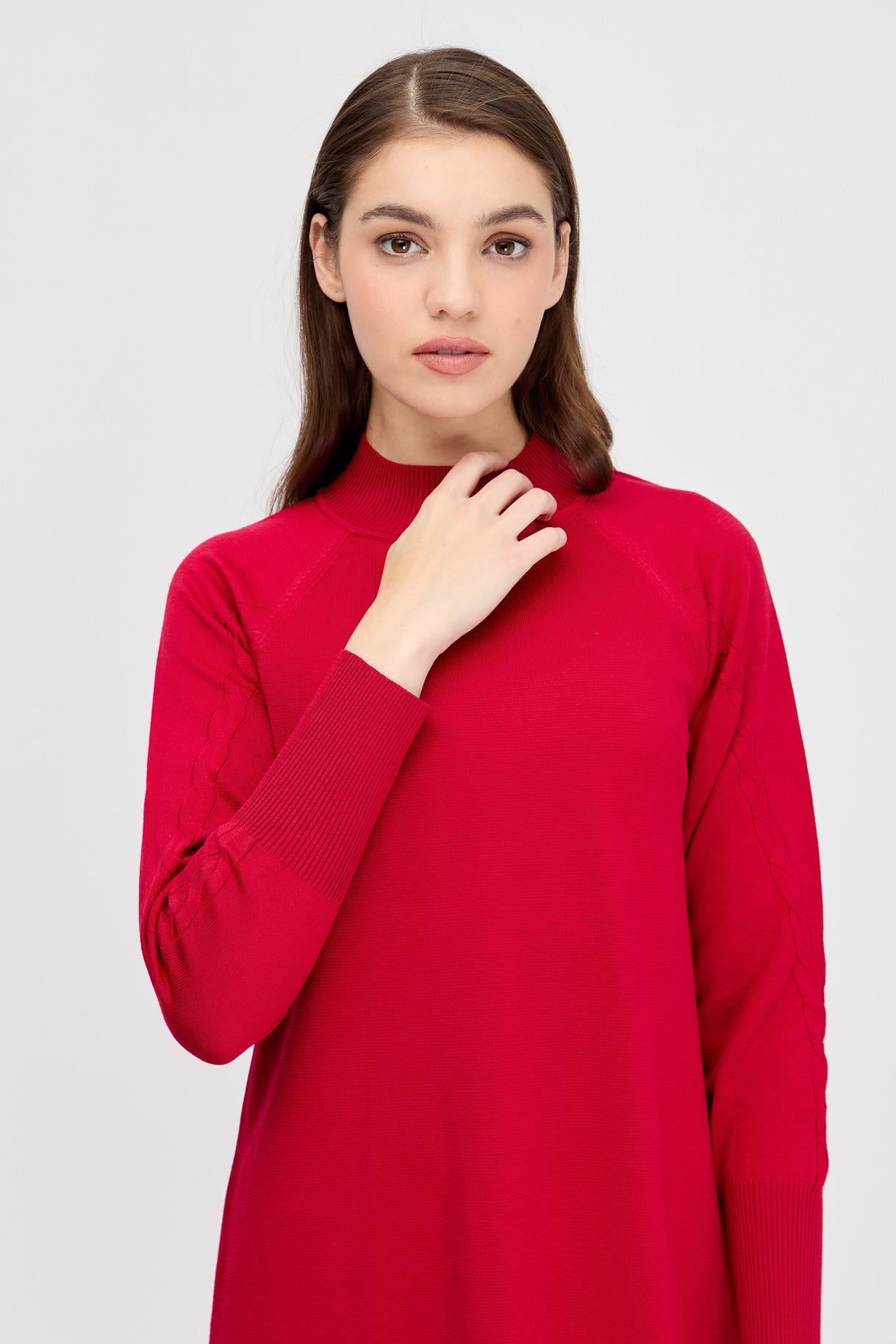 Yarım Balıkçı Basic Triko Tunik - BORDO