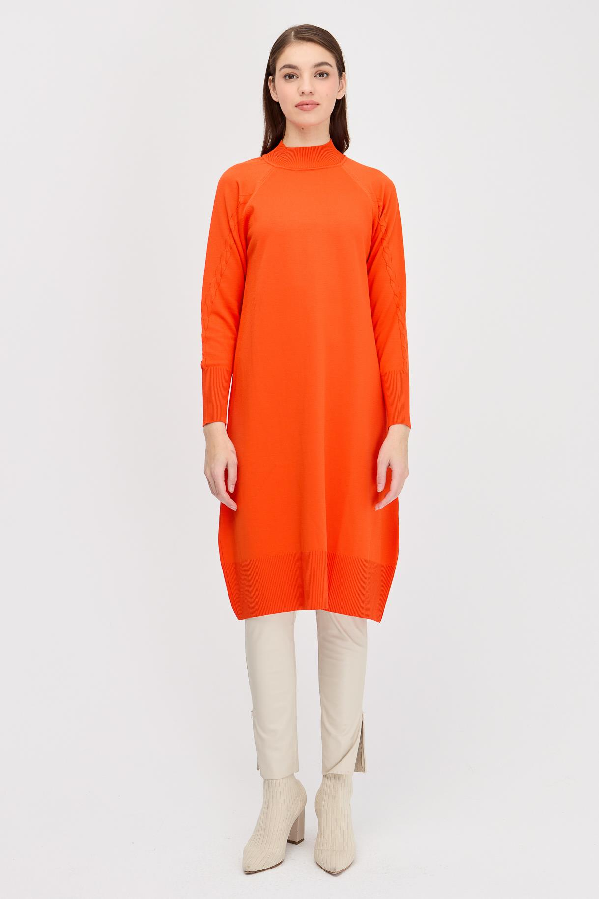 Yarım Balıkçı Basic Triko Tunik - ORANJE