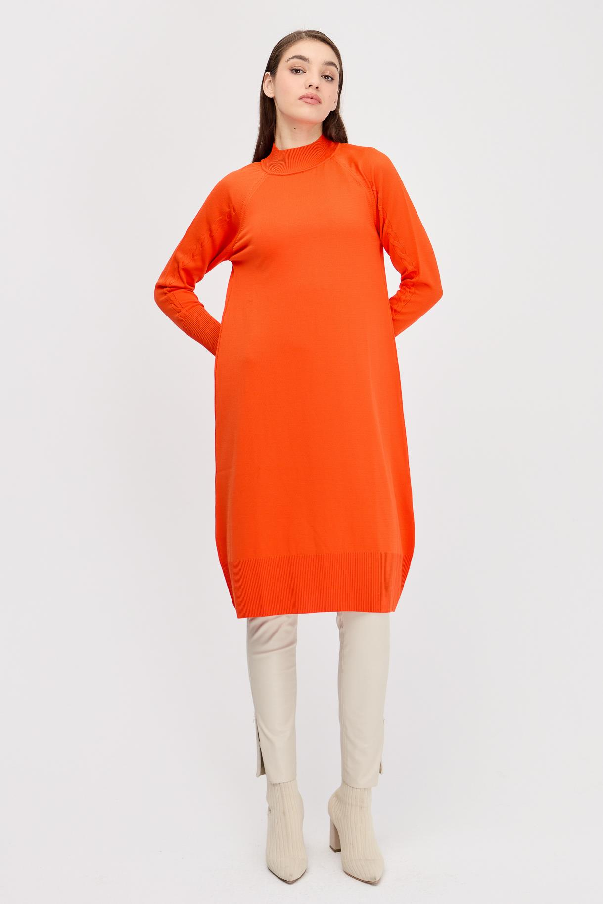 Yarım Balıkçı Basic Triko Tunik - ORANJE