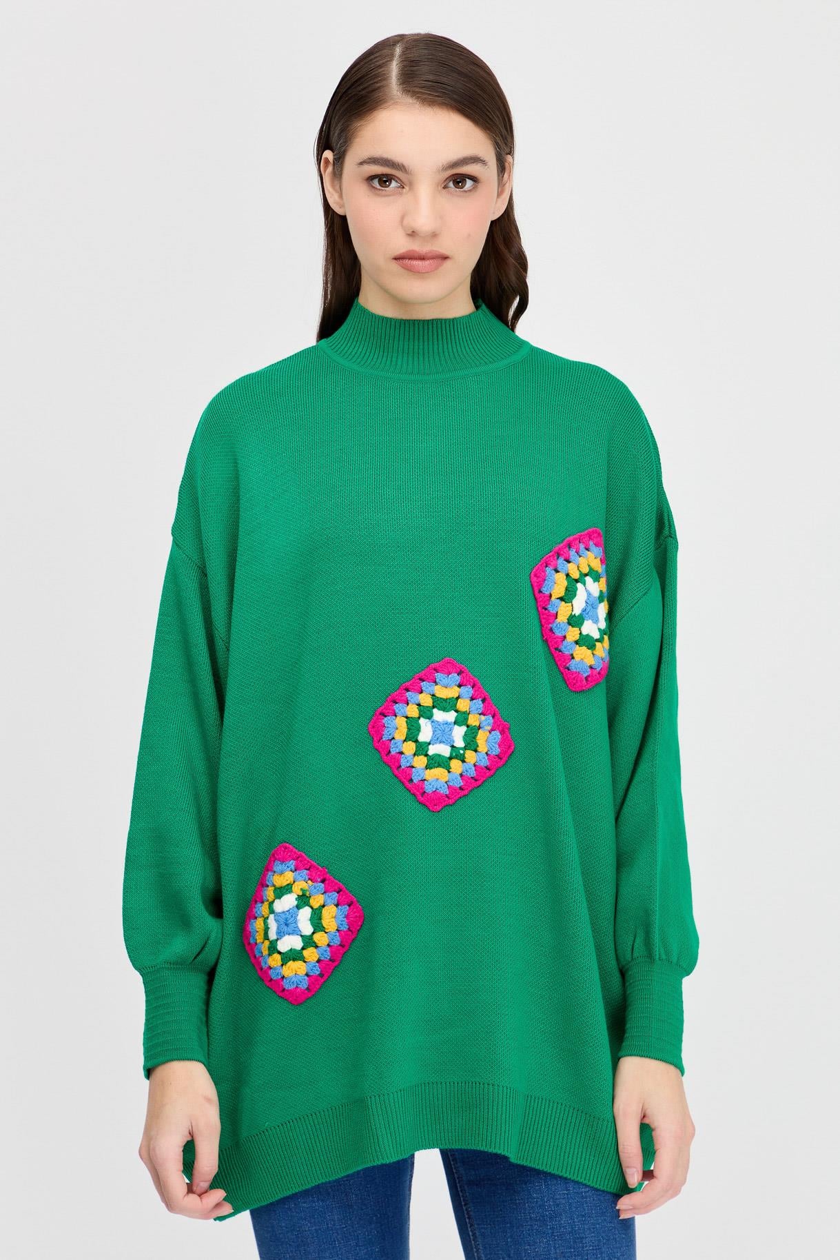Yarım Balıkçı Nakışlı Triko Tunik - BENETTON