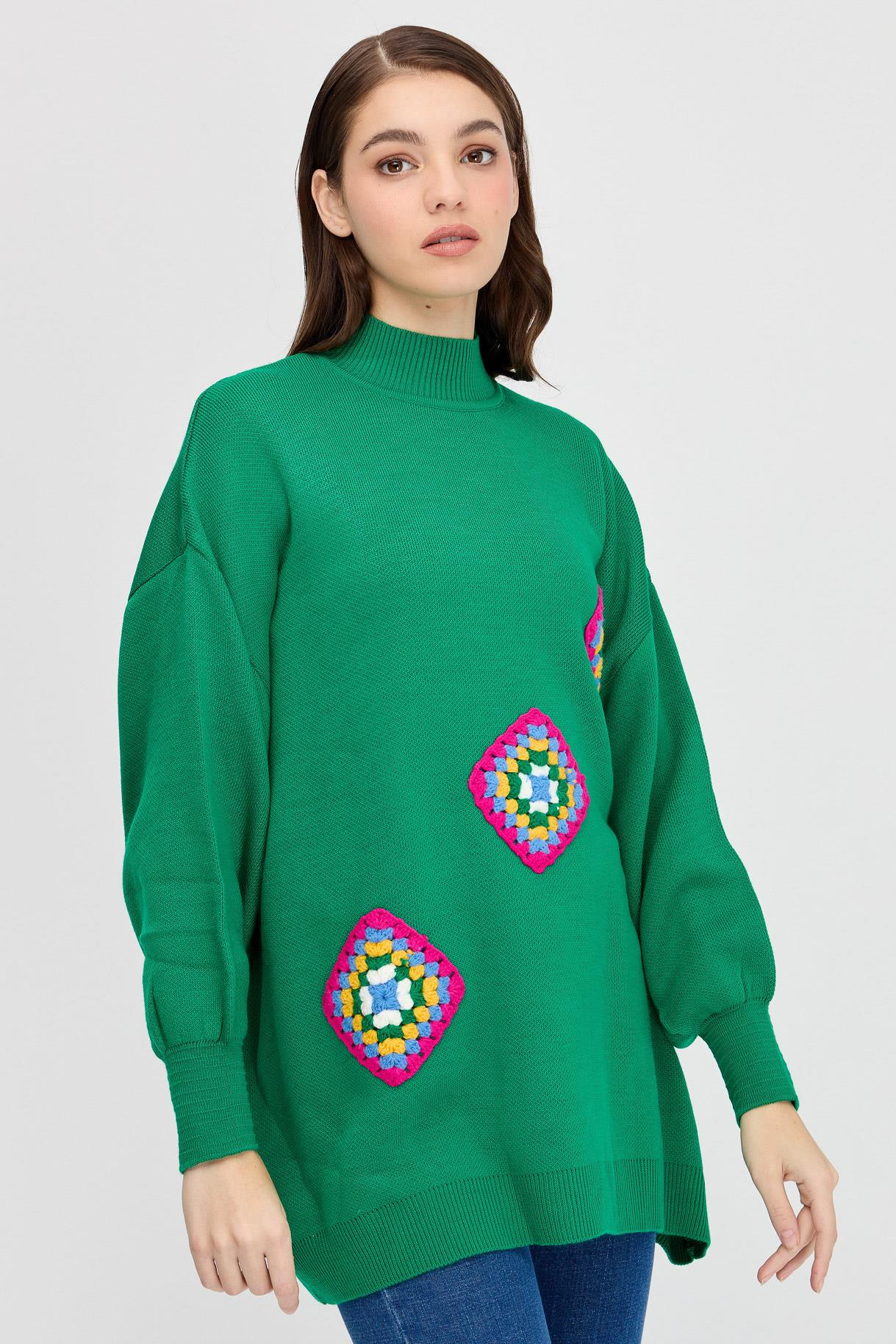Yarım Balıkçı Nakışlı Triko Tunik - BENETTON