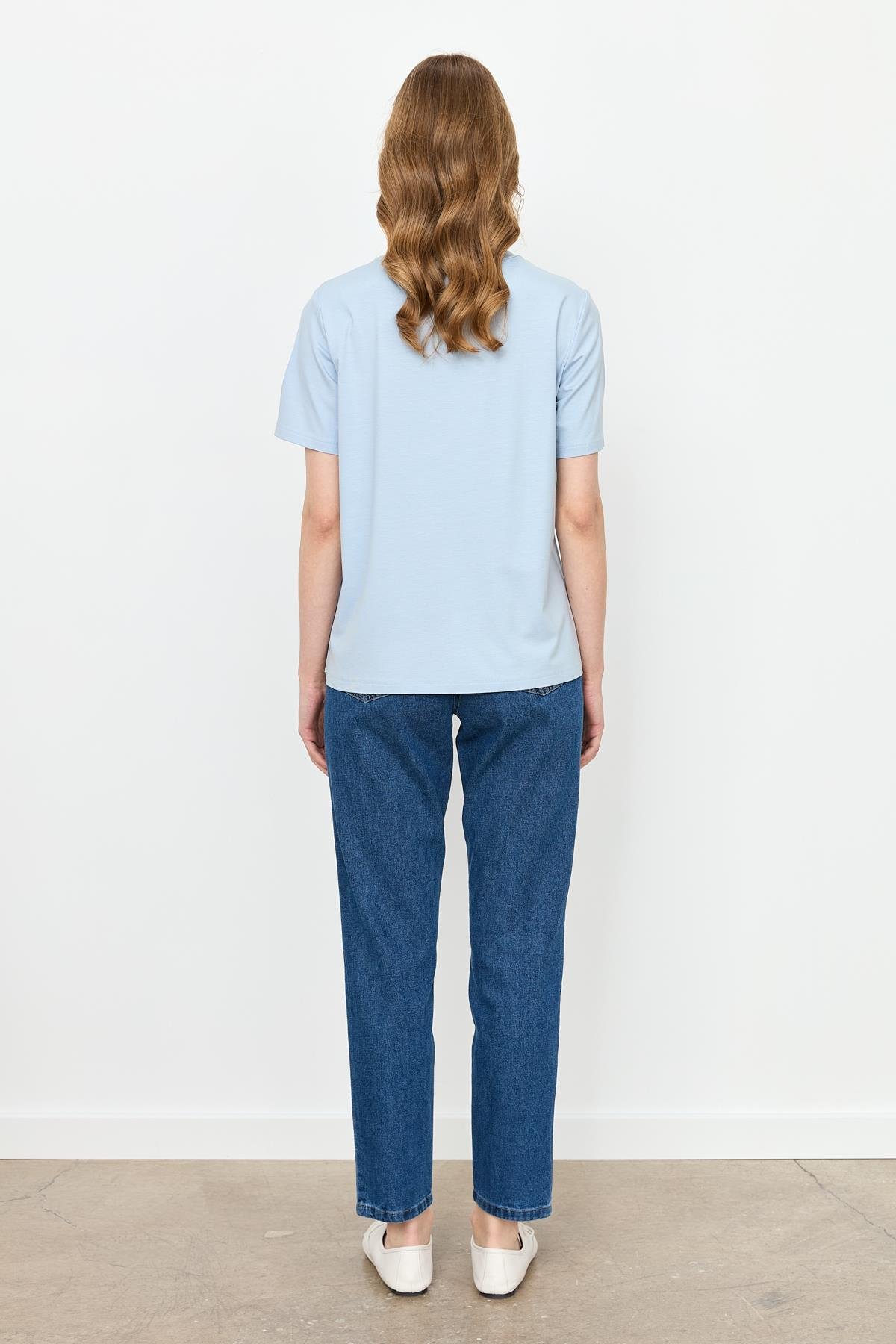 Yazı Detay Pamuklu Bluz-A.MAVI