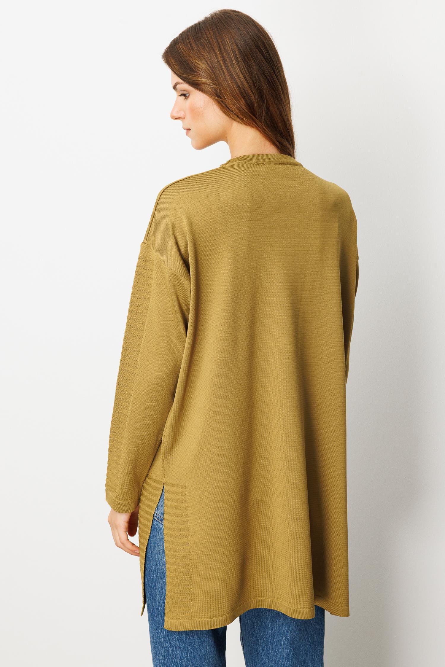 Yırtmaç Detaylı Triko Tunik-Y.YEŞİLİ