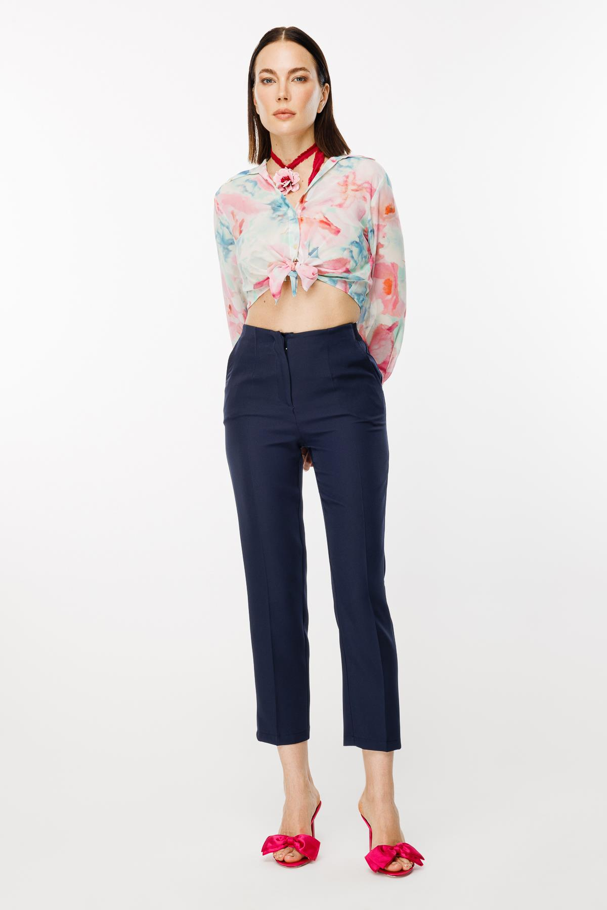 Yüksek Bel Arkası Lastikli Pantolon - LACI