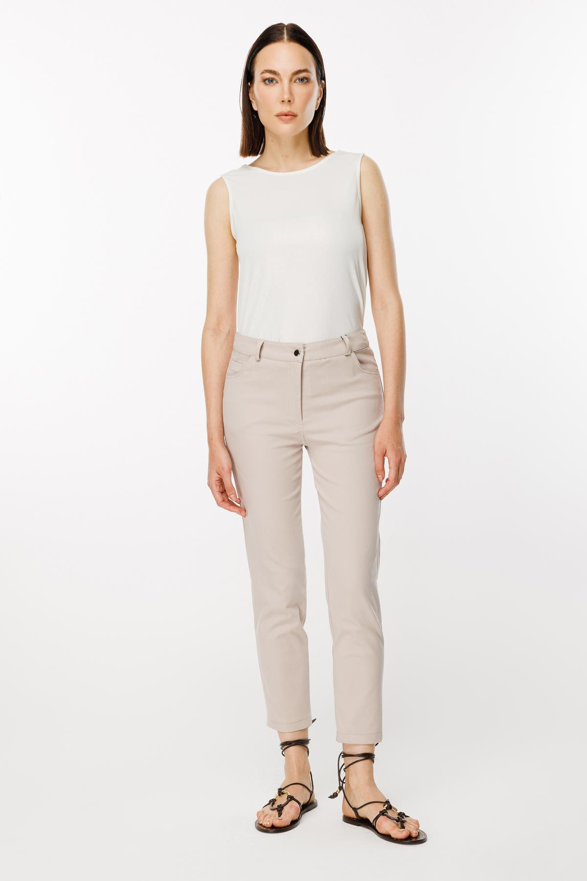 Yüksek Bel Dar Paça Pantolon - TAŞ