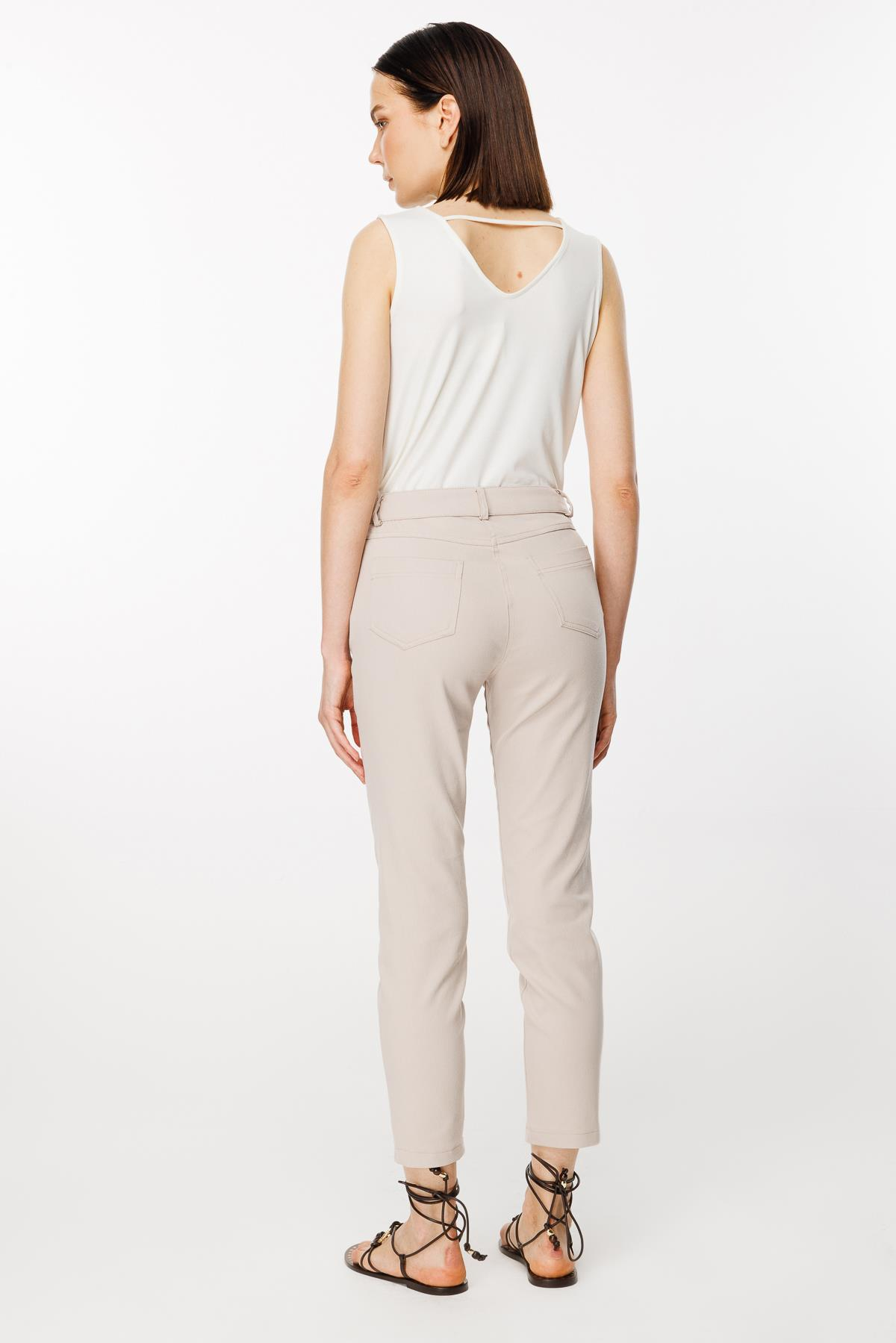 Yüksek Bel Dar Paça Pantolon - TAŞ