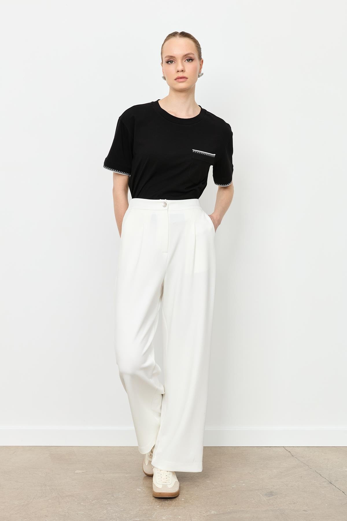 Yüksek Bel Modal Pantolon-KEMIK