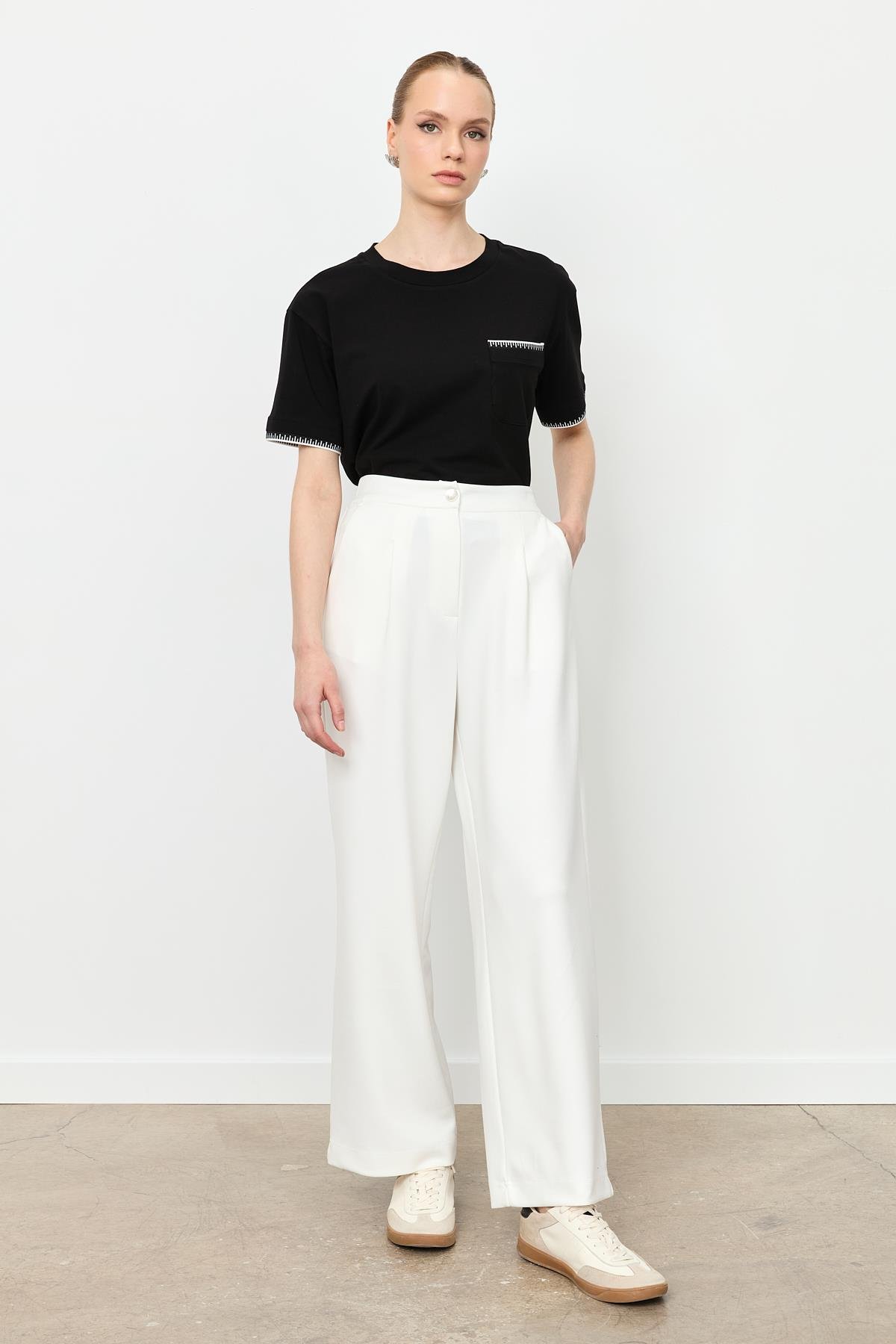 Yüksek Bel Modal Pantolon-KEMIK