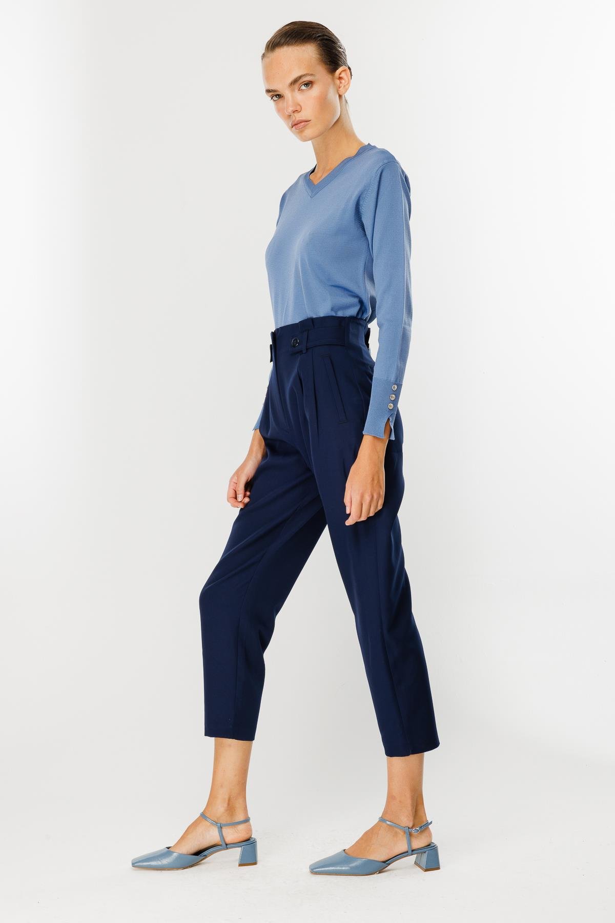 Yüksek Bel Pileli Havuç Pantolon - LACI