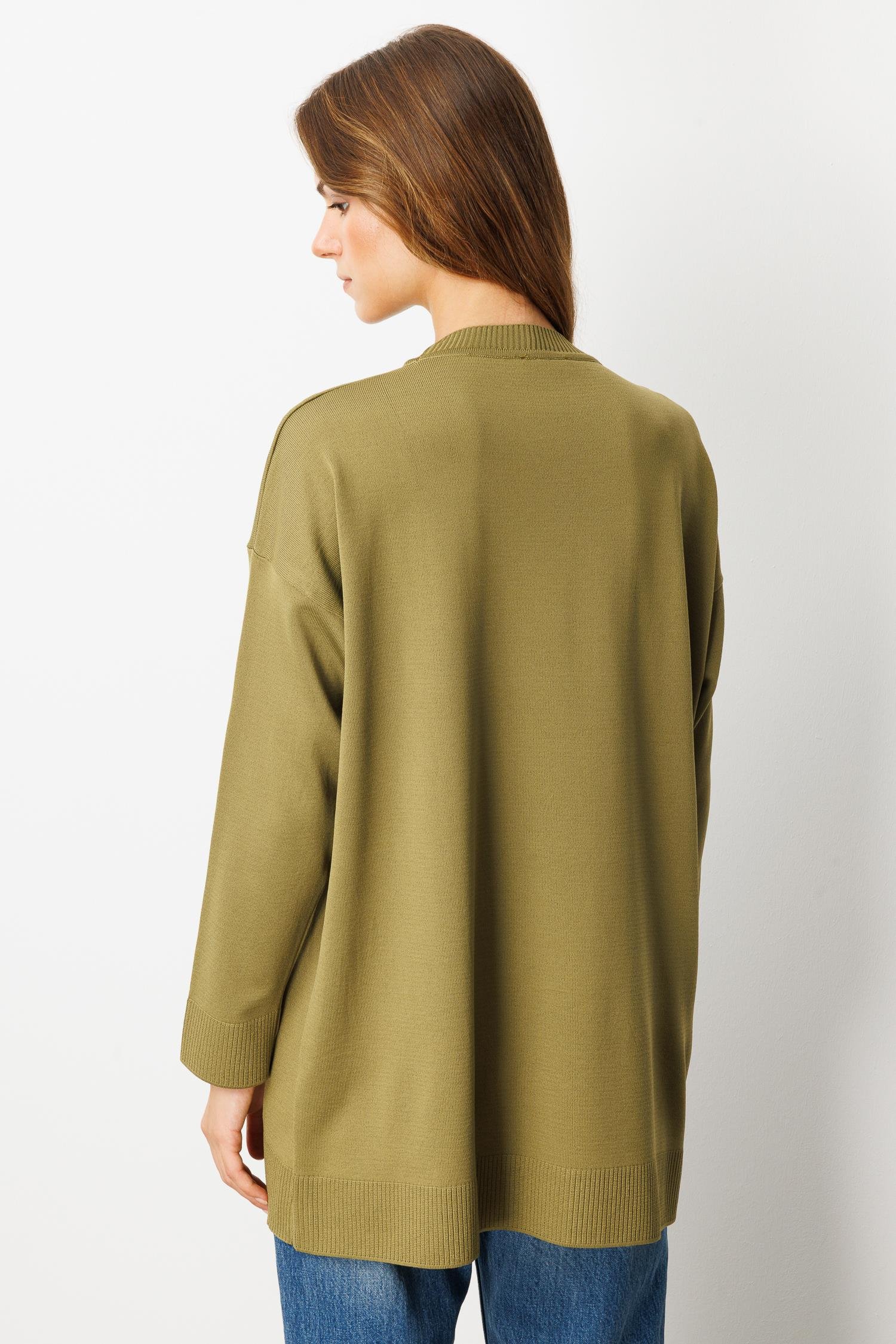 Yuvarlak Yaka Basic Triko-Y.YEŞİLİ