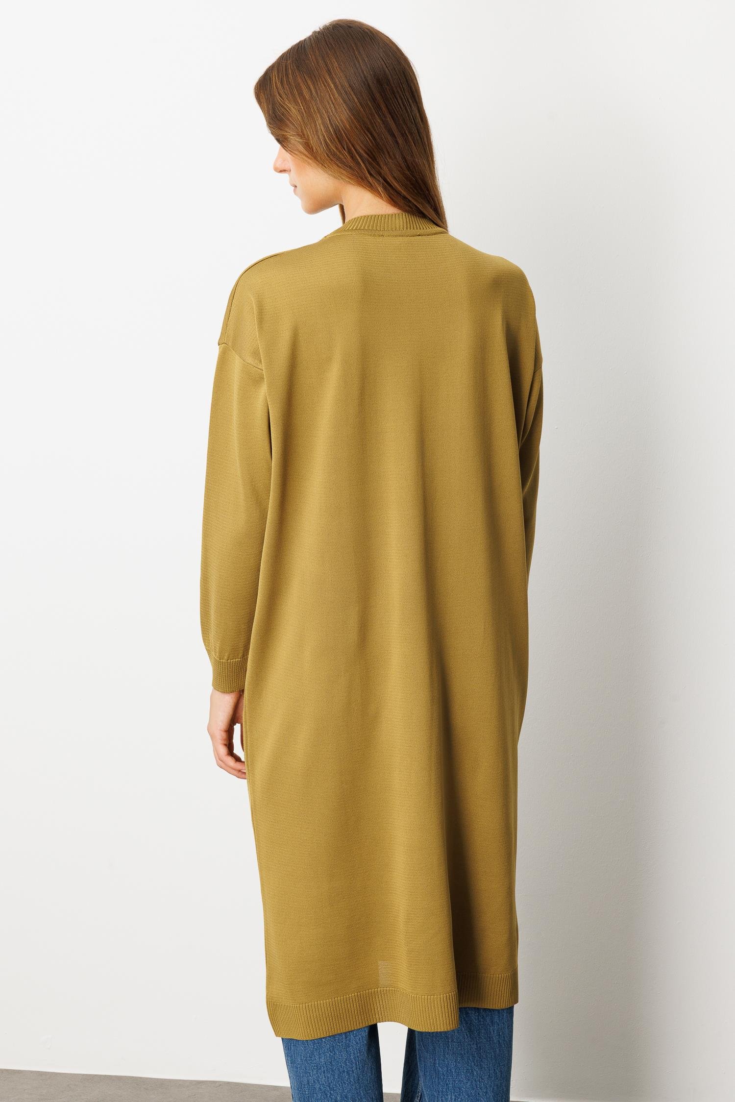 Yuvarlak Yaka Desenli Triko Tunik-Y.YEŞİLİ