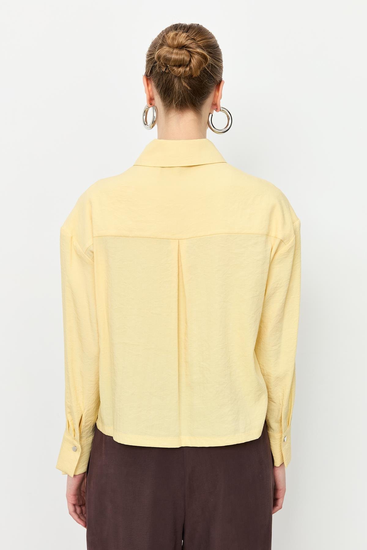 Zımba Şerit Detaylı Gömlek-SARI