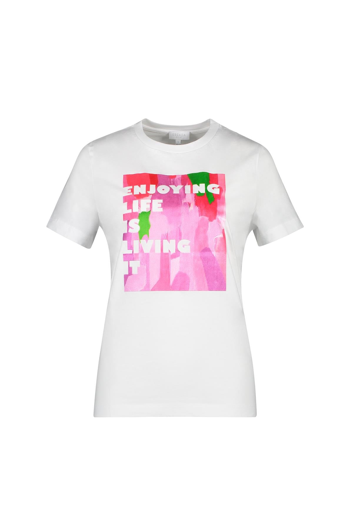 Escada  Bisiklet Yaka Baskılı Beyaz Pamuk T-shirt