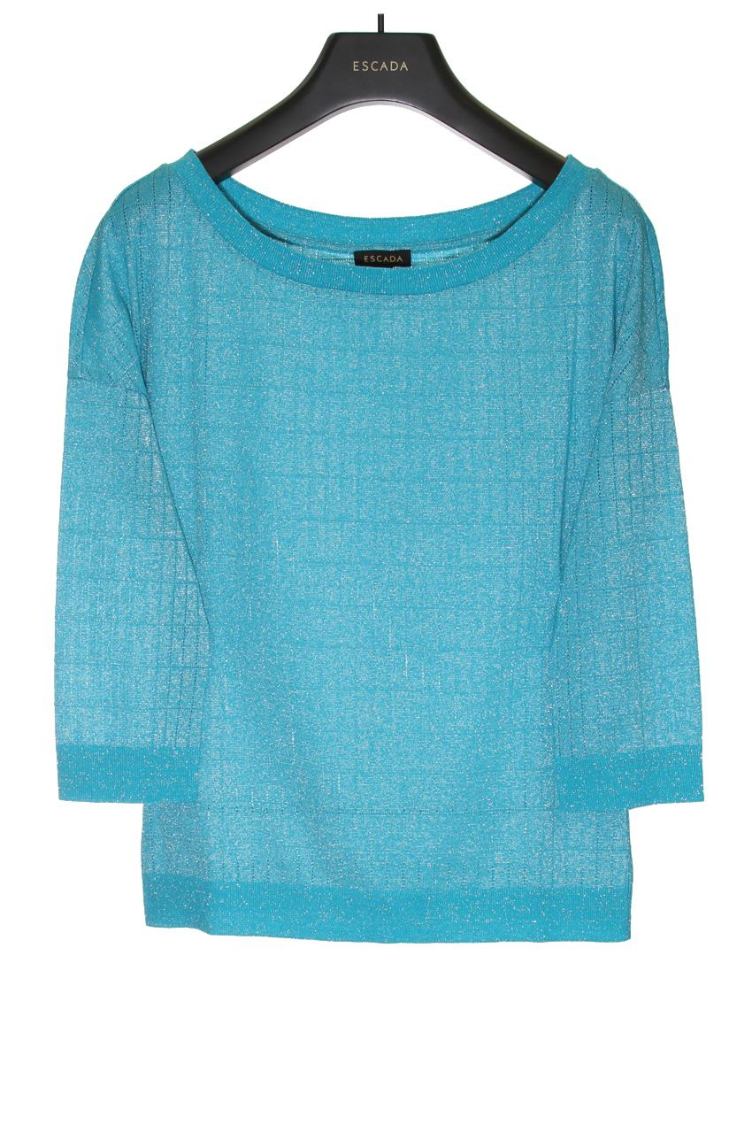 Escada  Geniş Yaka Truvakar Kol Simli Pamuklu T-shirt