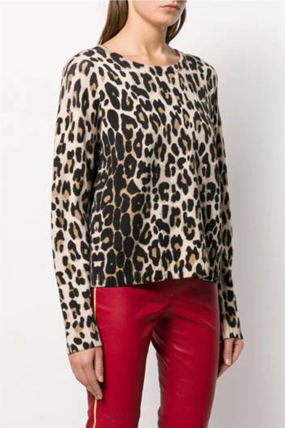 Escada  Leopar Desenli Bisiklet Yaka Yün Triko Kazak
